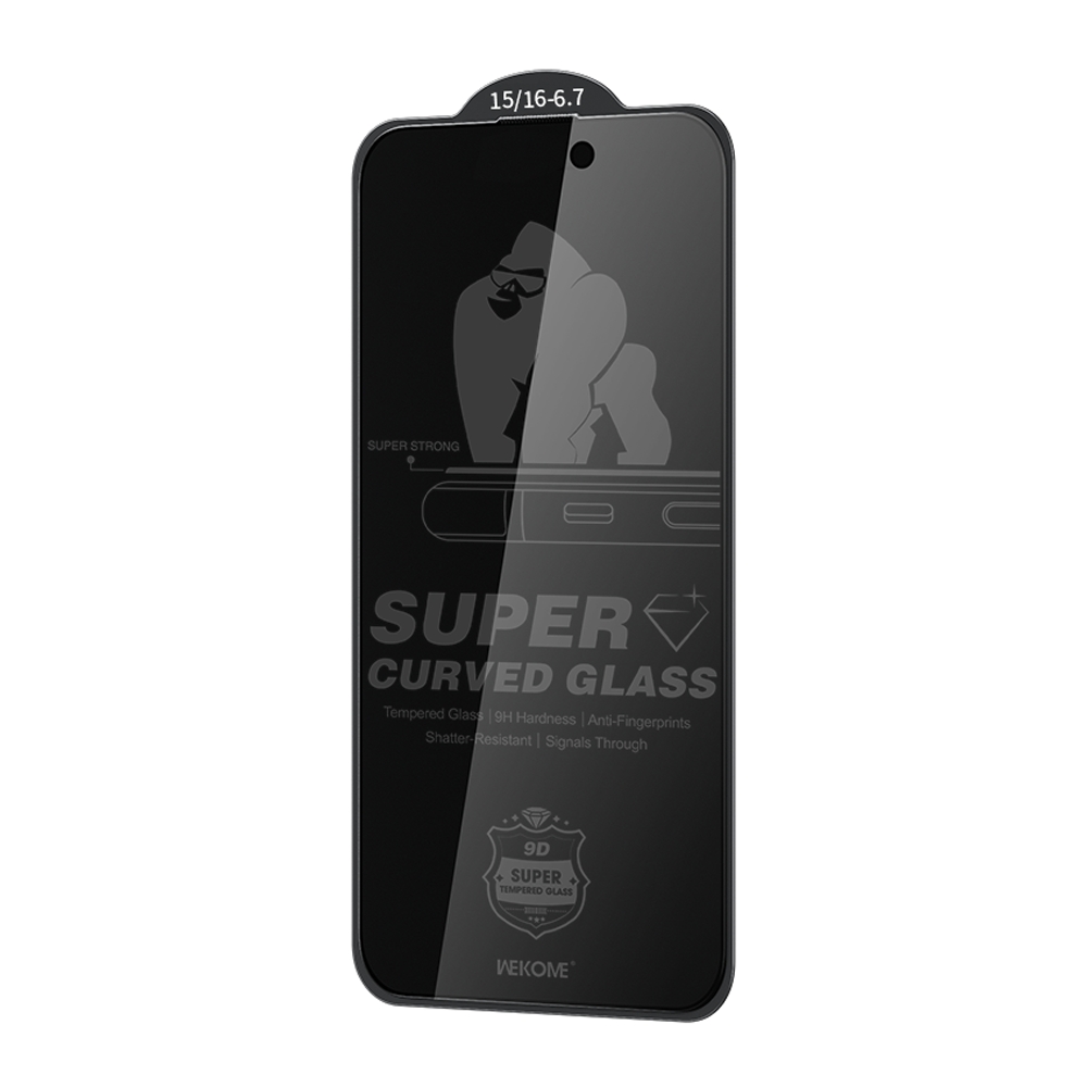 For iPhone 16 Plus / 15 Plus WK WTP-092 King Kong 6D Curved 28 Degree Privacy Tempered Glass Film
