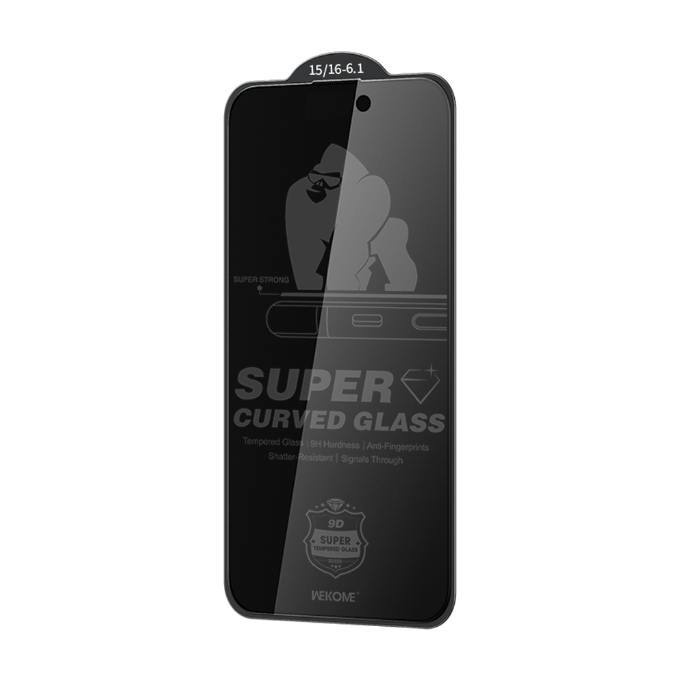 For iPhone 16 / 15 WK WTP-092 King Kong 6D Curved 28 Degree Privacy Tempered Glass Film For iPhone 16 / 15 WK WTP-092 King Kong 6D Curved 28 Degree Privacy Tempered Glass Film