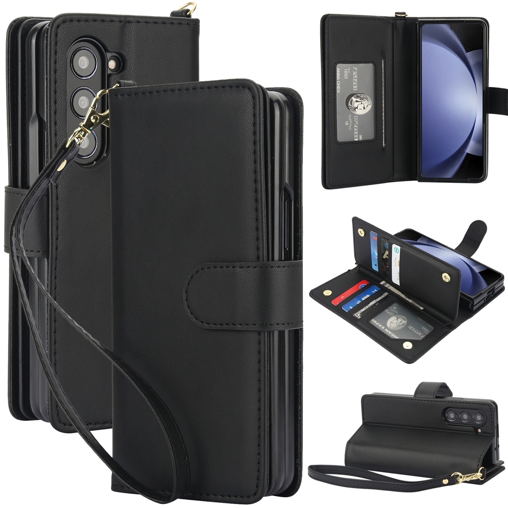 For Samsung Galaxy Z Fold6 Multi-Card Wallet RFID Leather Phone Case(Black) For Samsung Galaxy Z Fold6 Multi-Card Wallet RFID Leather Phone Case(Black)