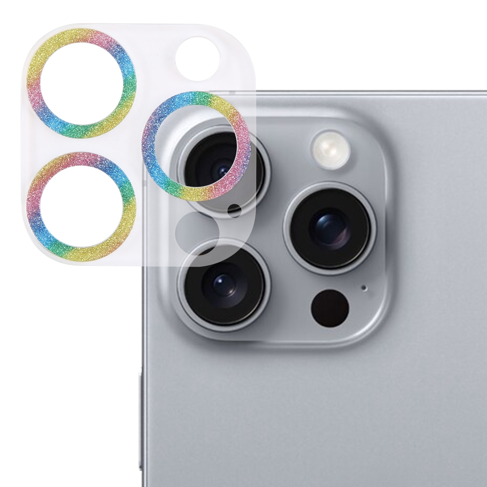 For iPhone 16 Pro / 16 Pro Max Glitter Ring Tempered Glass Camera Lens Film(Colorful) For iPhone 16 Pro / 16 Pro Max Glitter Ring Tempered Glass Camera Lens Film(Colorful)