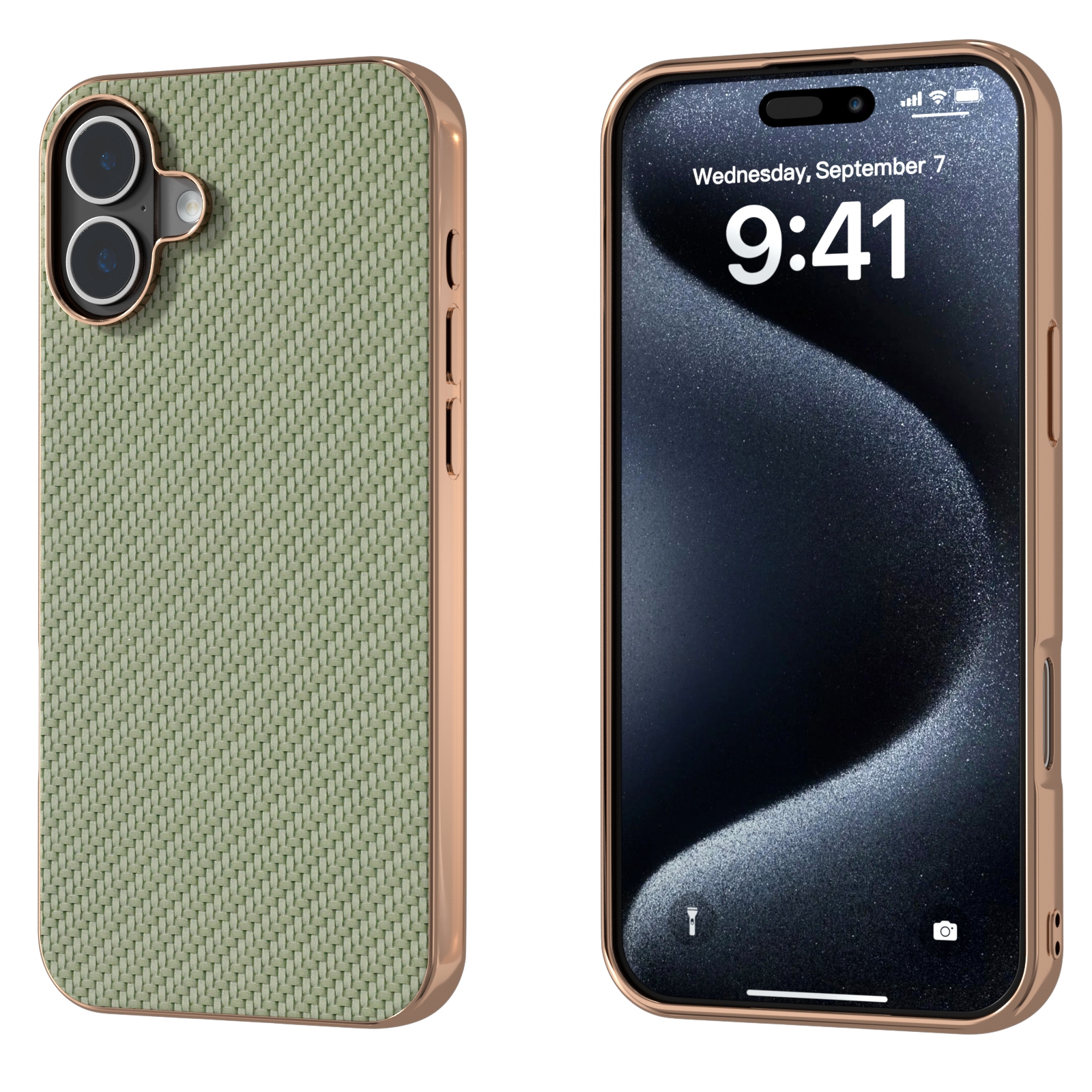 For iPhone 16 Nano Electroplating Carbon Fiber Texture Phone Case(Green) For iPhone 16 Nano Electroplating Carbon Fiber Texture Phone Case(Green)