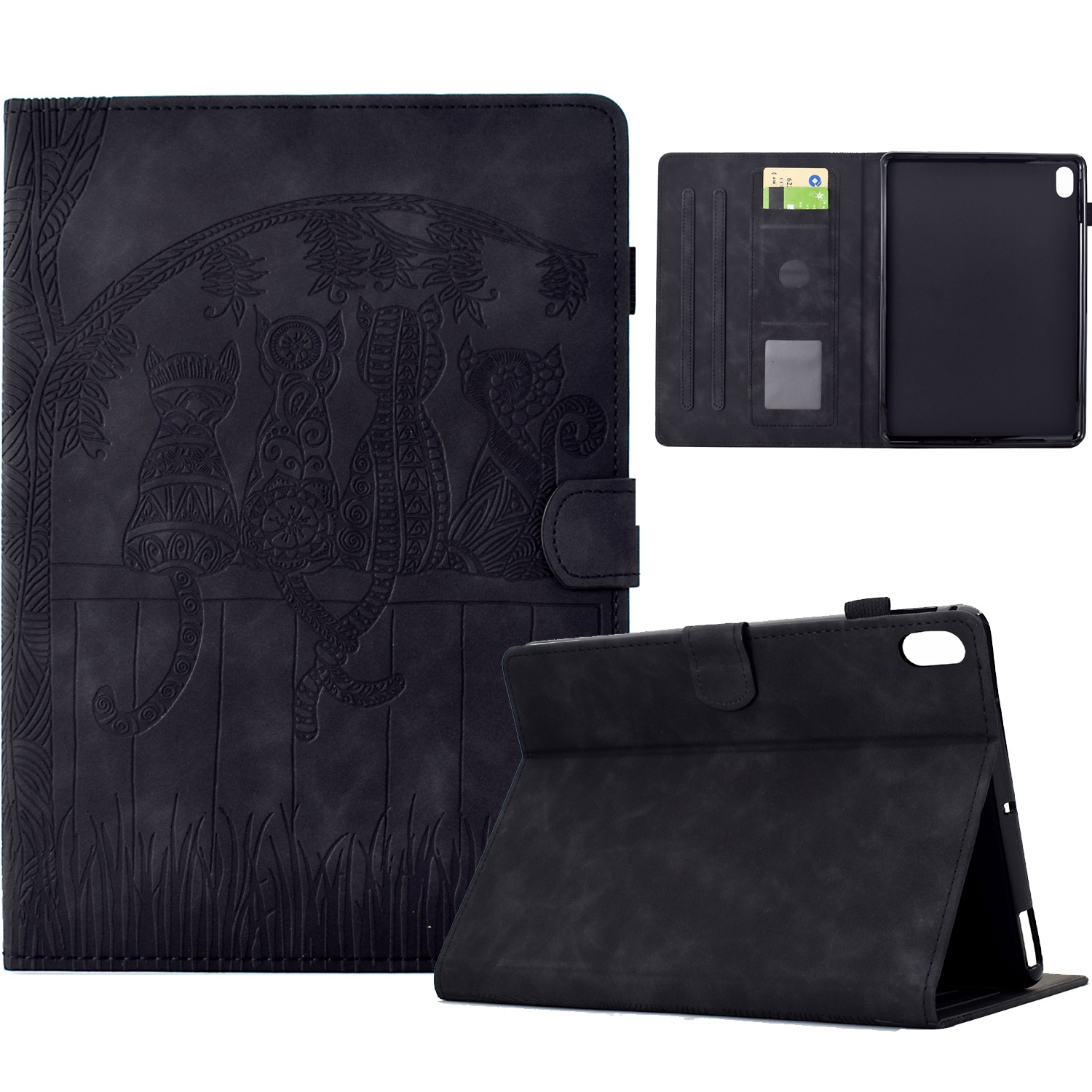 For iPad 10th Gen 10.9 2022 Cats Embossed Leather Smart Tablet Case(Black) For iPad 10th Gen 10.9 2022 Cats Embossed Leather Smart Tablet Case(Black)