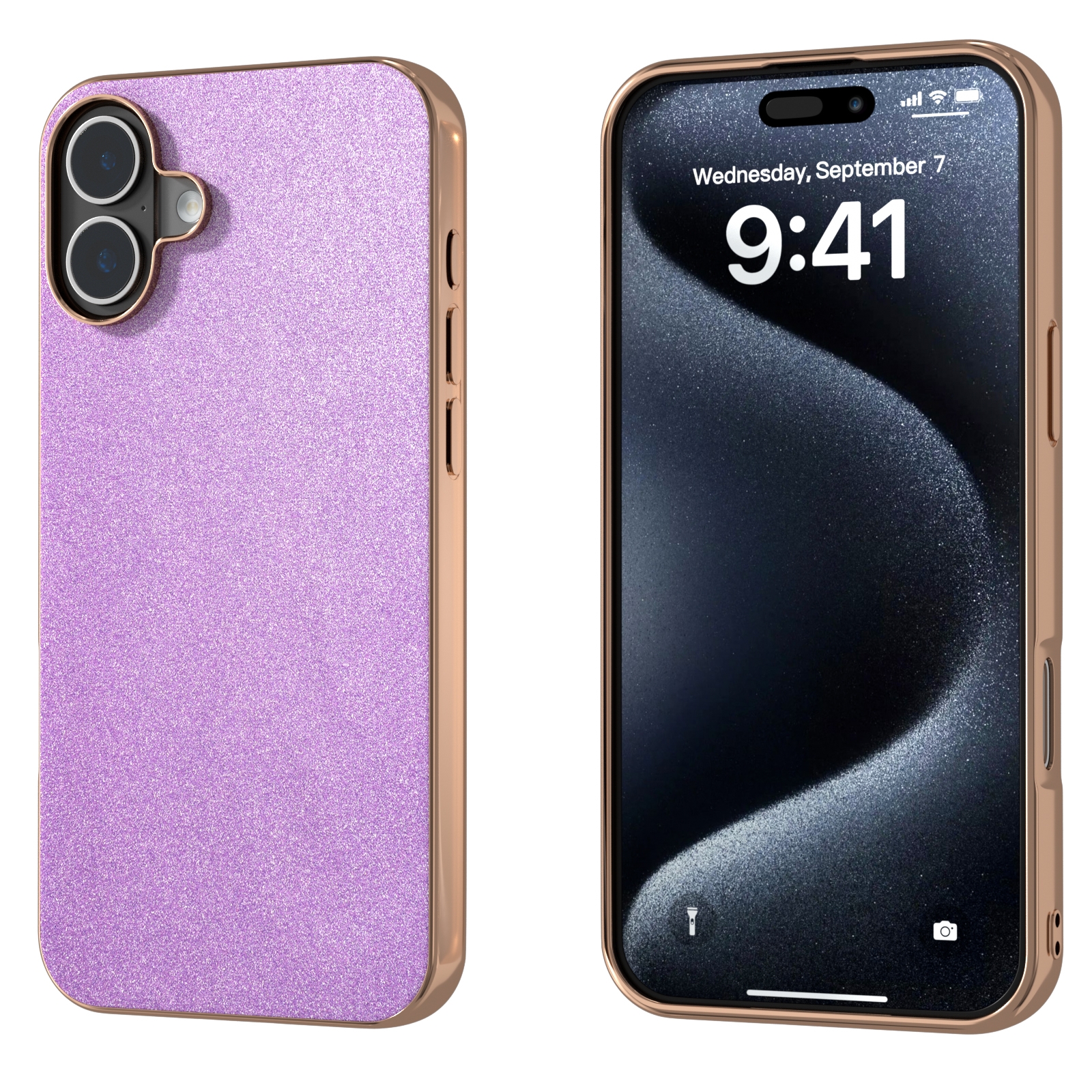 For iPhone 16 Electroplating Frame Glitter Shockproof Phone Case(Purple) For iPhone 16 Electroplating Frame Glitter Shockproof Phone Case(Purple)