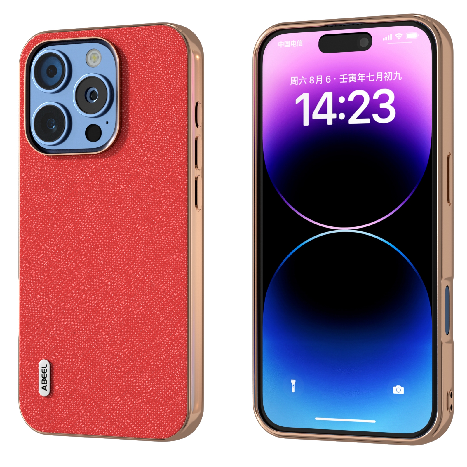 For iPhone 16 Pro ABEEL Electroplating Frame Cross Texture Genuine Leather Phone Case(Red) For iPhone 16 Pro ABEEL Electroplating Frame Cross Texture Genuine Leather Phone Case(Red)