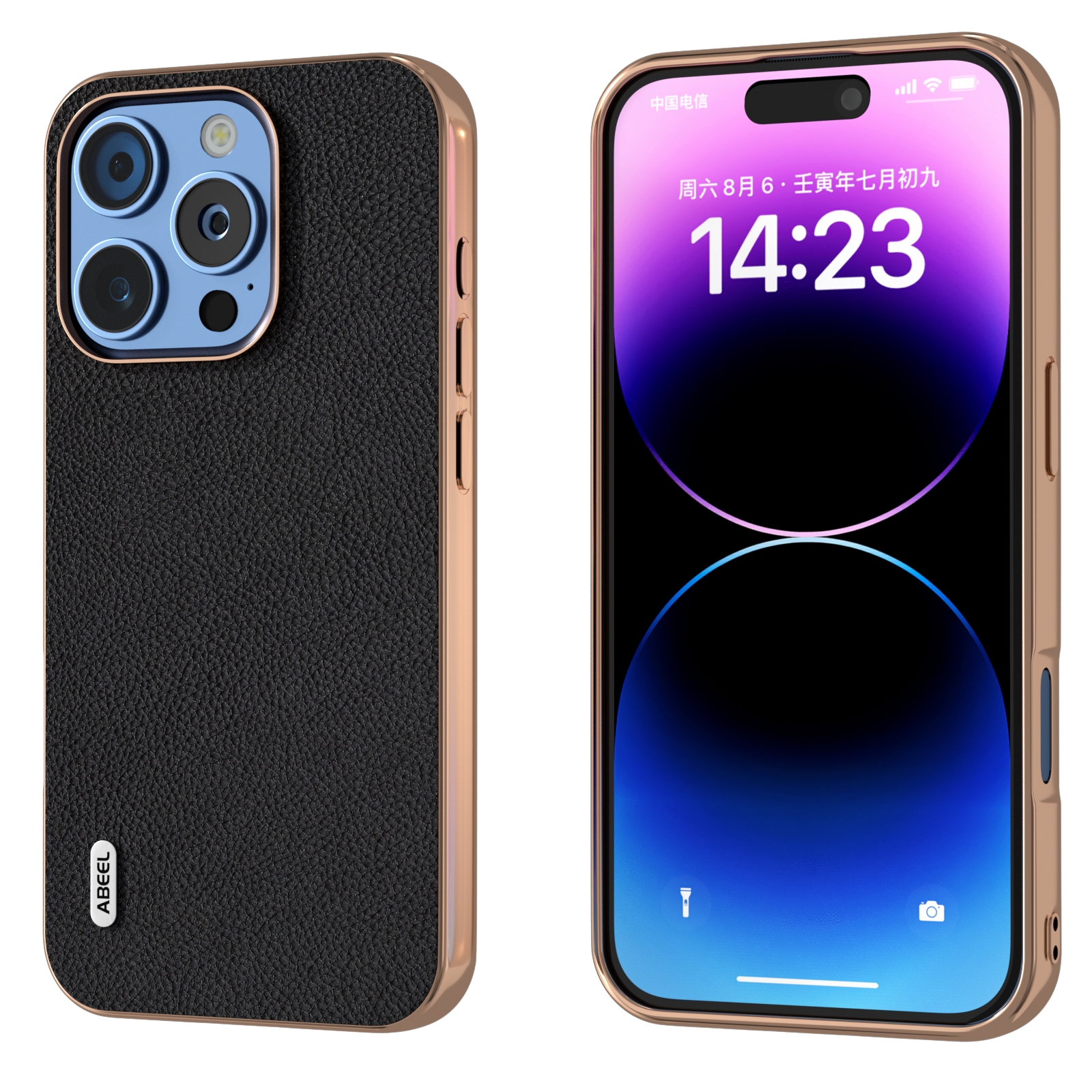 For iPhone 16 Pro Max ABEEL Electroplating Frame Genuine Leather + PC Litchi Texture Phone Case(Black) For iPhone 16 Pro Max ABEEL Electroplating Frame Genuine Leather + PC Litchi Texture Phone Case(Black)