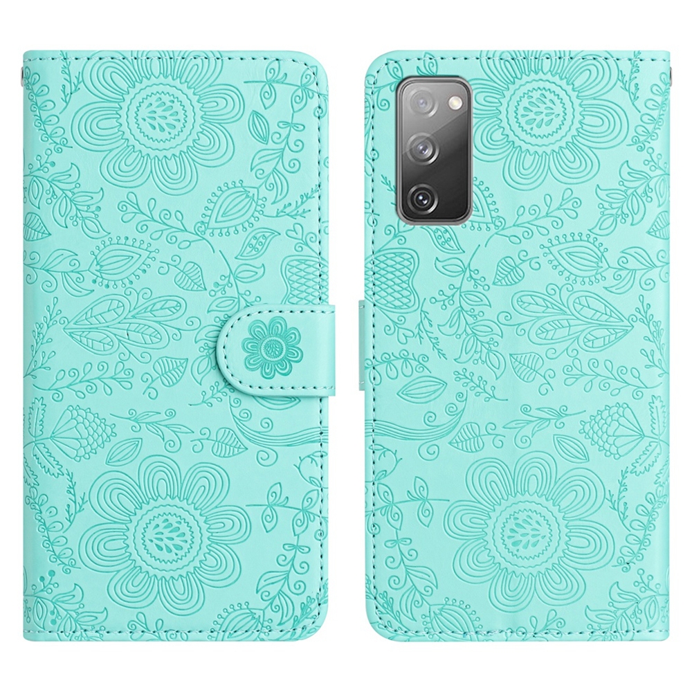 For Samsung Galaxy S20 FE 5G Floral Embossed Pattern Leather Phone Case(Light Green) For Samsung Galaxy S20 FE 5G Floral Embossed Pattern Leather Phone Case(Light Green)