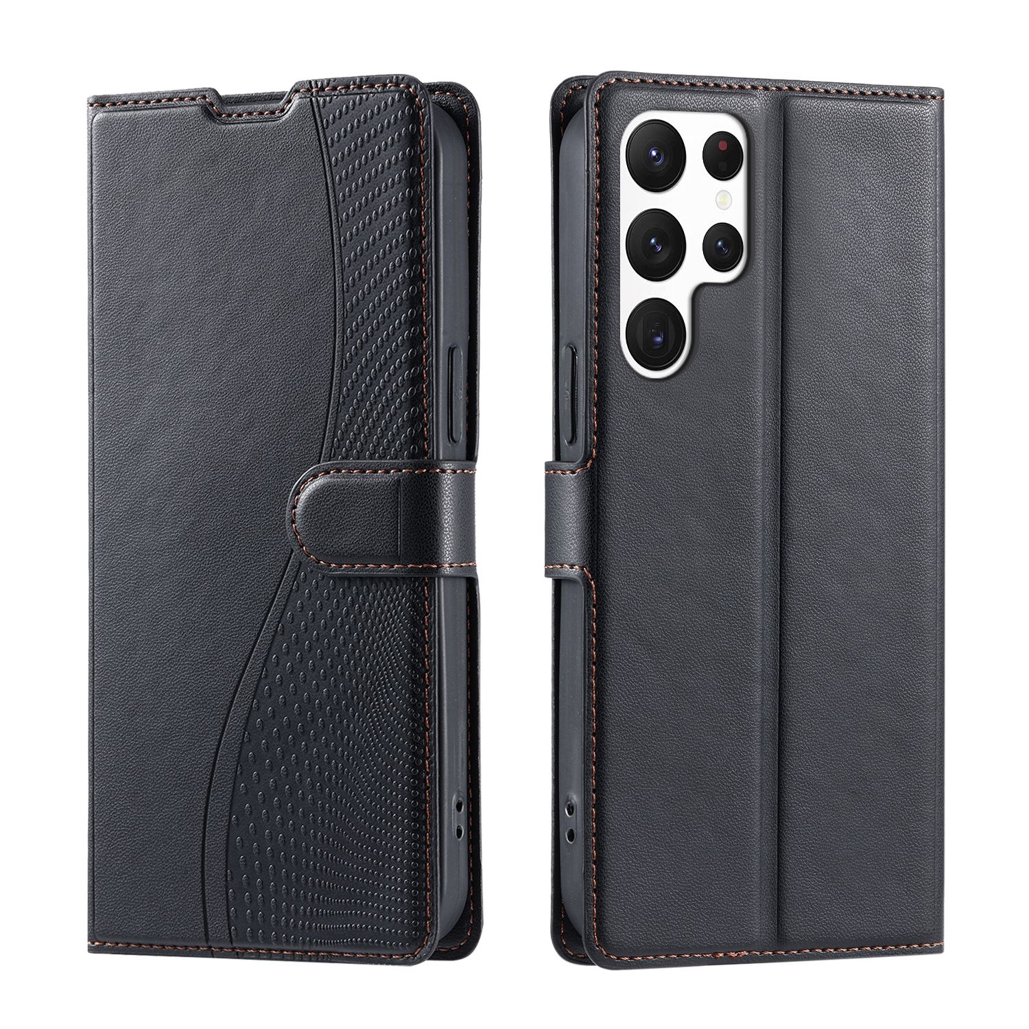 For Samsung Galaxy S23 Ultra 5G Voltage Ultra-thin Dot Leather Phone Case(Black)