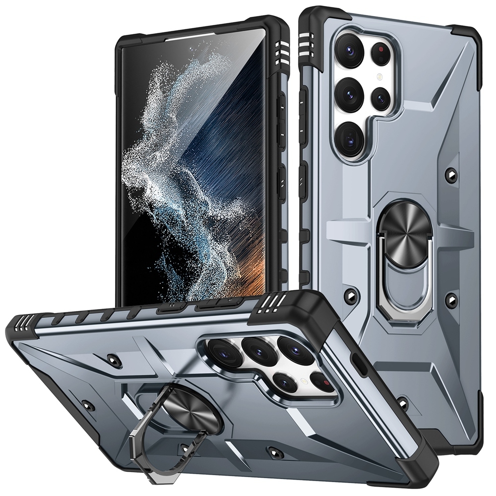 For Samsung Galaxy S24 Ultra 5G Ring Holder Phone Case(Grey)