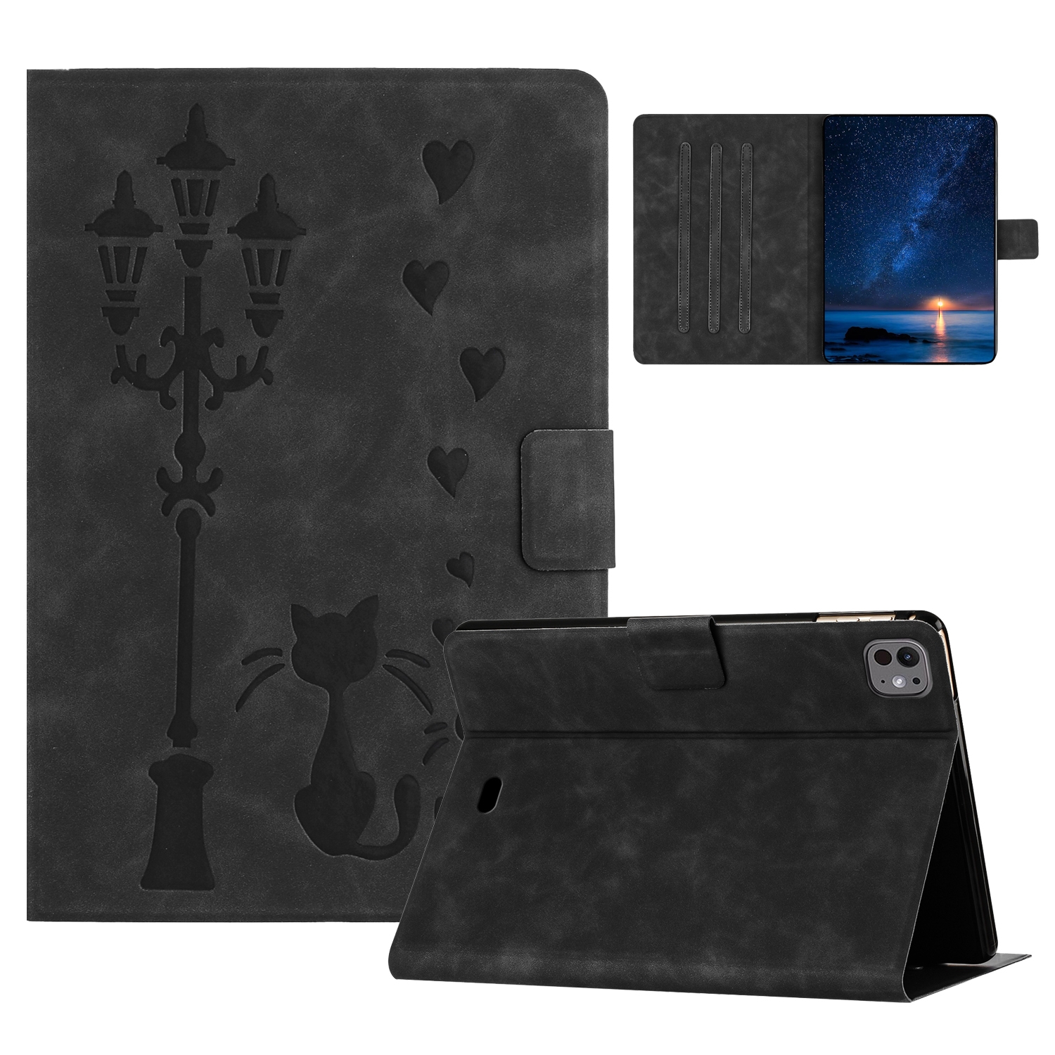 For iPad Air 10.9 2022 / 2020 Embossed Couple Cat Smart Tablet Leather Case(Black) For iPad Air 10.9 2022 / 2020 Embossed Couple Cat Smart Tablet Leather Case(Black)