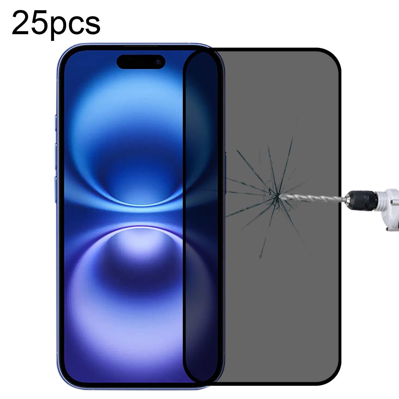 For iPhone 16 25pcs Full Cover Anti-spy Silk Screen Tempered Glass Film For iPhone 16 25pcs Full Cover Anti-spy Silk Screen Tempered Glass Film