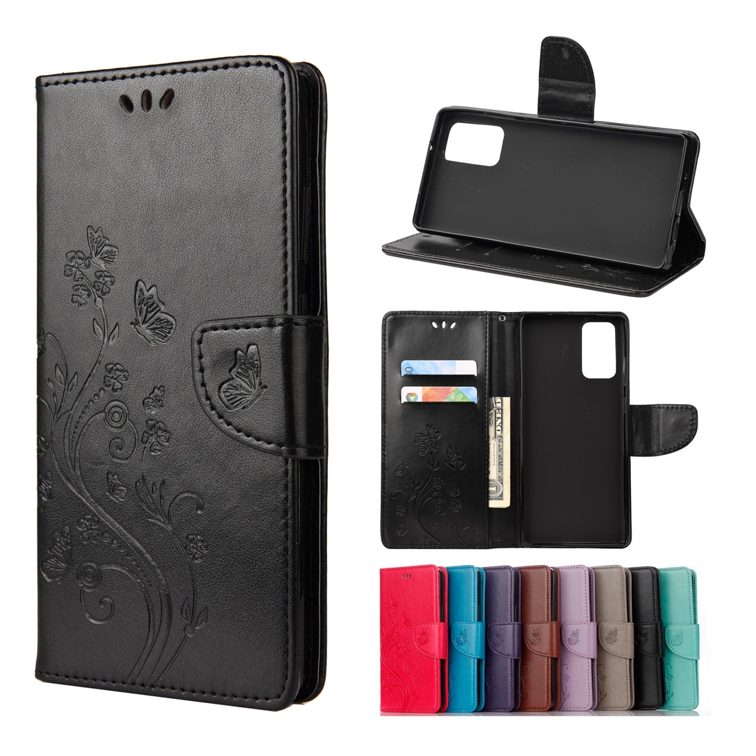 For Samsung Galaxy Note20 Butterfly Flower Embossing Horizontal Flip Leather Case with Holder & Card Slots & Wallet(Black) For Samsung Galaxy Note20 Butterfly Flower Embossing Horizontal Flip Leather Case with Holder & Card Slots & Wallet(Black)
