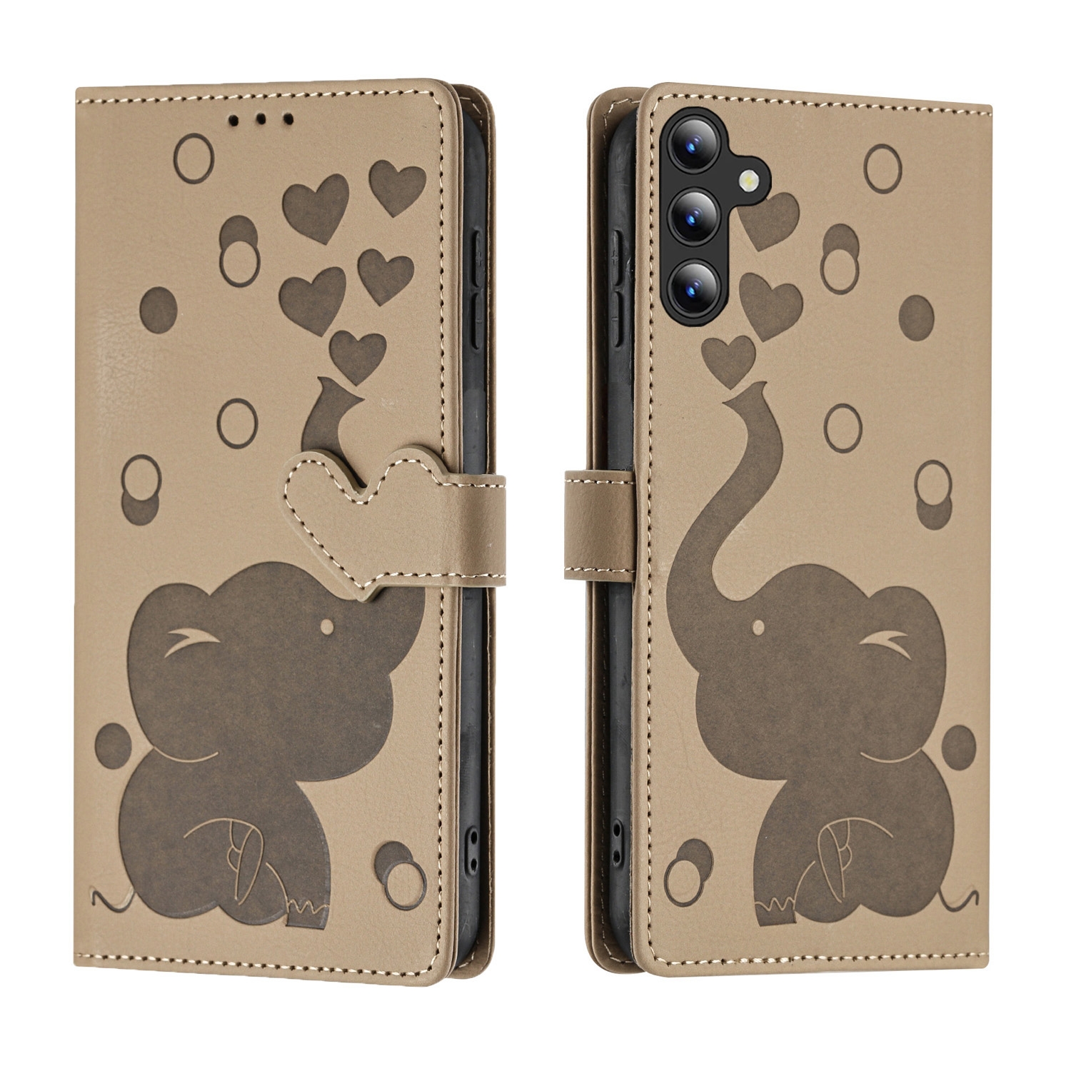 For Samsung Galaxy S25+ 5G Cartoon Elephant Embossed Leather Phone Case(Khaki) For Samsung Galaxy S25+ 5G Cartoon Elephant Embossed Leather Phone Case(Khaki)