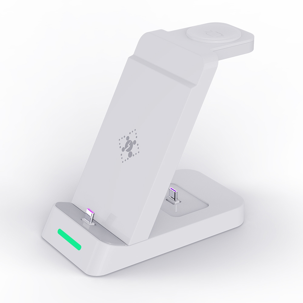 B20 18W Type-C 3-in-1 Vertical Charging Stand Phone Holder for Samsung Watch / Galaxy Buds(White) B20 18W Type-C 3-in-1 Vertical Charging Stand Phone Holder for Samsung Watch / Galaxy Buds(White)
