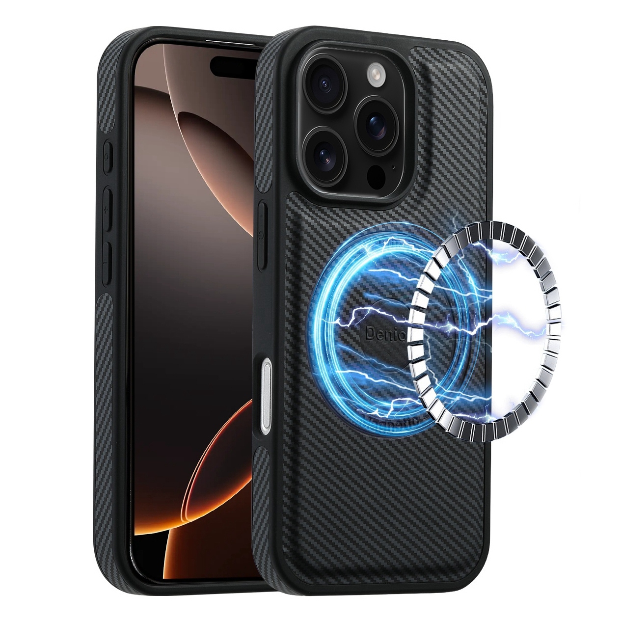 For iPhone 16 Pro Max Denior Carbon Fiber Texture Leather MagSafe Phone Case(Black) For iPhone 16 Pro Max Denior Carbon Fiber Texture Leather MagSafe Phone Case(Black)