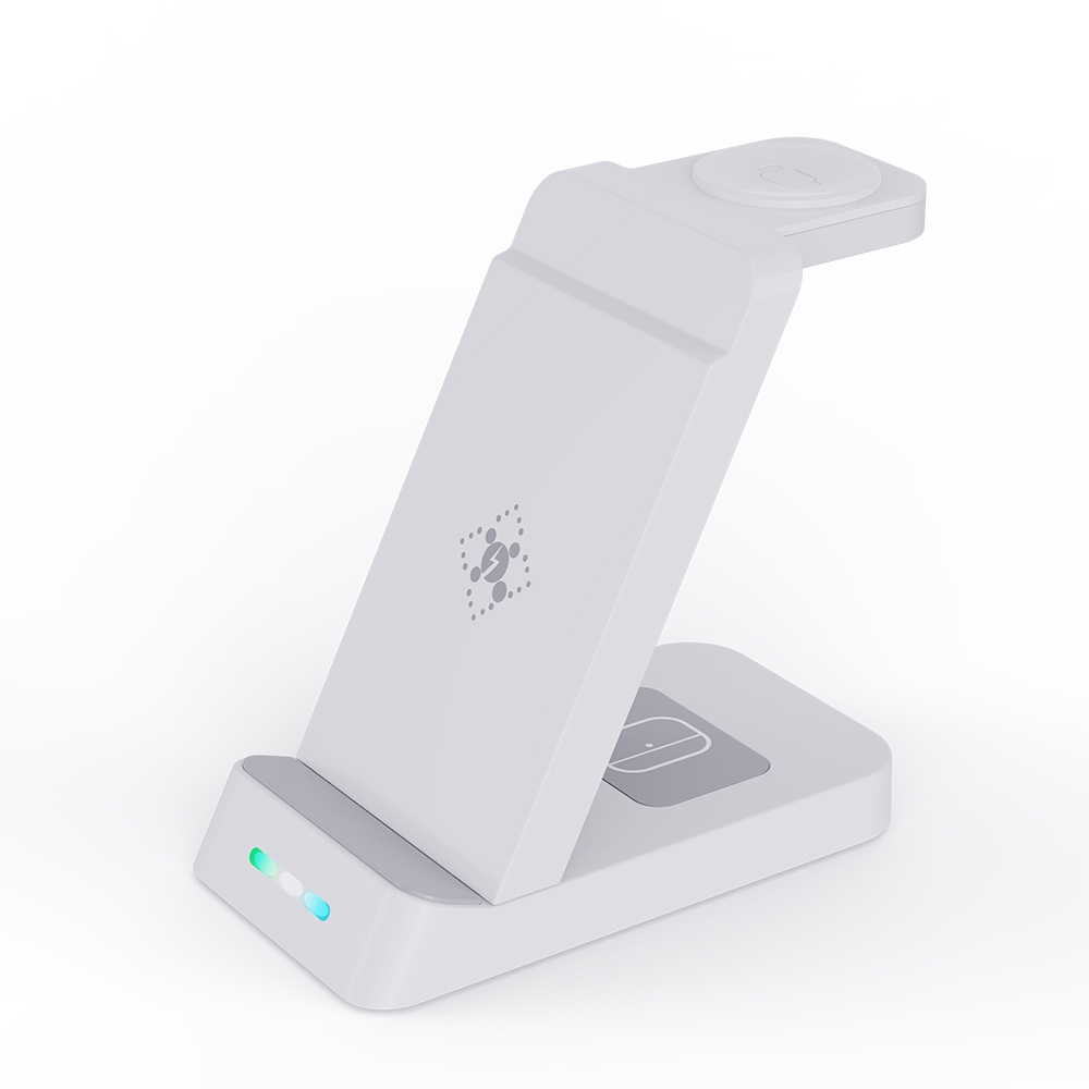 B20A 15W Qi Wireless Charger 3-in-1 Vertical Stand Phone Holder for Samsung Watch / Galaxy Buds(White) B20A 15W Qi Wireless Charger 3-in-1 Vertical Stand Phone Holder for Samsung Watch / Galaxy Buds(White)