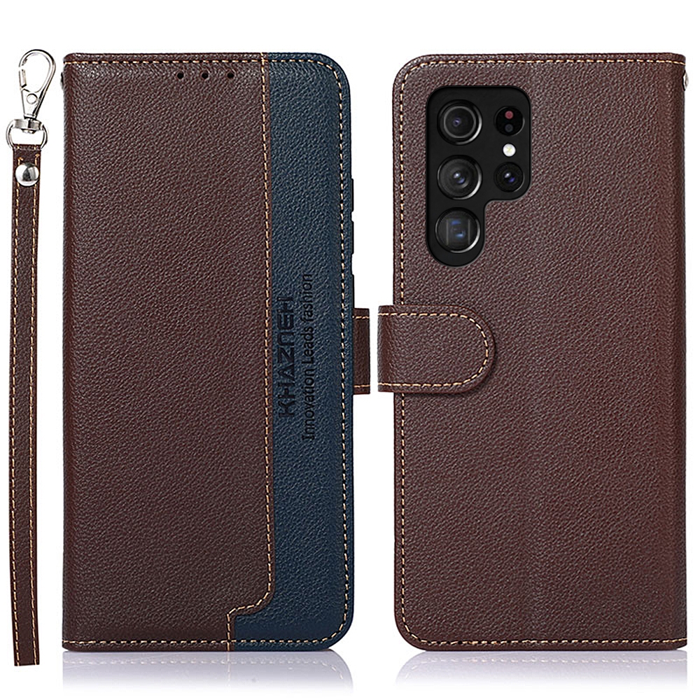 For Samsung Galaxy S25 Ultra KHAZNEH Litchi Texture Leather RFID Phone Case(Brown) For Samsung Galaxy S25 Ultra KHAZNEH Litchi Texture Leather RFID Phone Case(Brown)