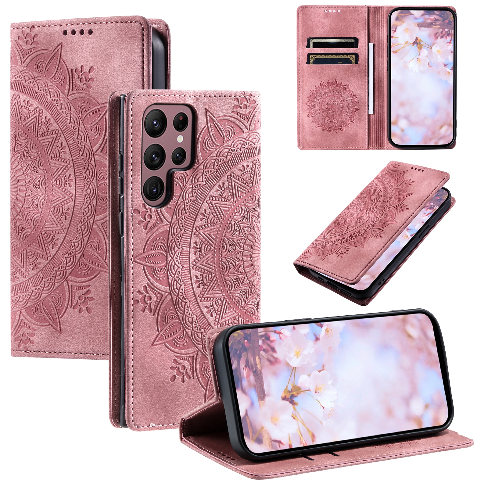 For Samsung Galaxy S25 Ultra 5G Totem Embossed Magnetic Leather Phone Case(Rose Gold) For Samsung Galaxy S25 Ultra 5G Totem Embossed Magnetic Leather Phone Case(Rose Gold)