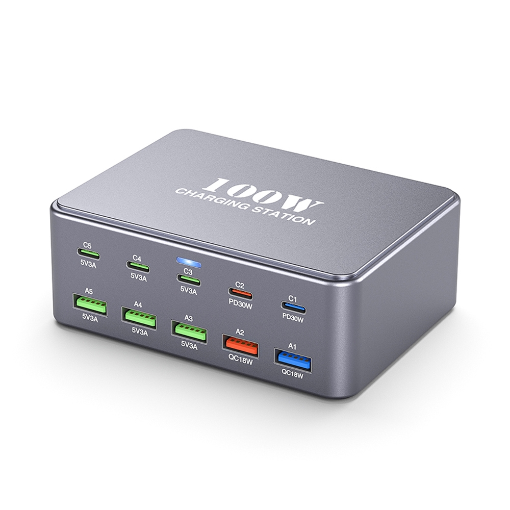 HW33 100W Type-C + USB 10-Port Desktop Fast Charger, Plug Type:US Plug HW33 100W Type-C + USB 10-Port Desktop Fast Charger, Plug Type:US Plug
