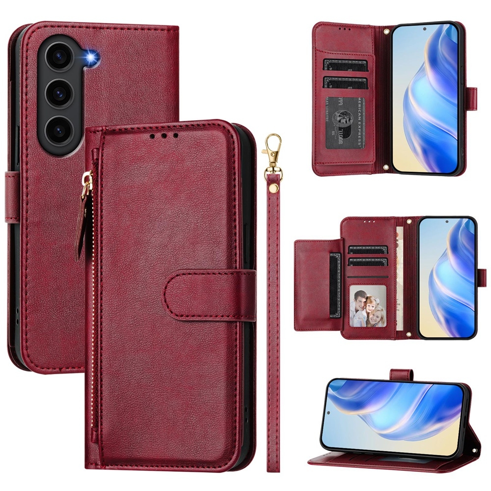 For Samsung Galaxy S23 FE 5G Multi-Card Slots Zipper Wallet Leather Phone Case(Dark Red) For Samsung Galaxy S23 FE 5G Multi-Card Slots Zipper Wallet Leather Phone Case(Dark Red)