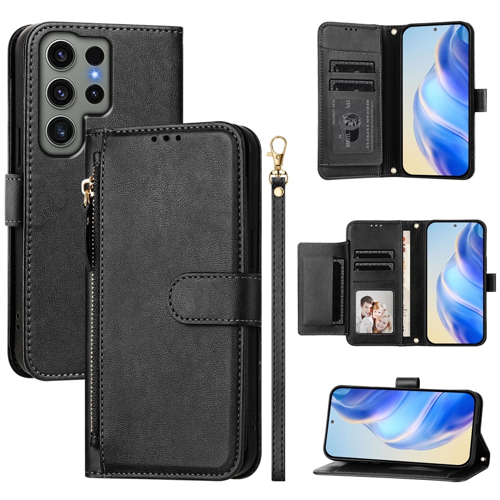 For Samsung Galaxy S23 Ultra 5G Multi-Card Slots Zipper Wallet Leather Phone Case(Black) For Samsung Galaxy S23 Ultra 5G Multi-Card Slots Zipper Wallet Leather Phone Case(Black)