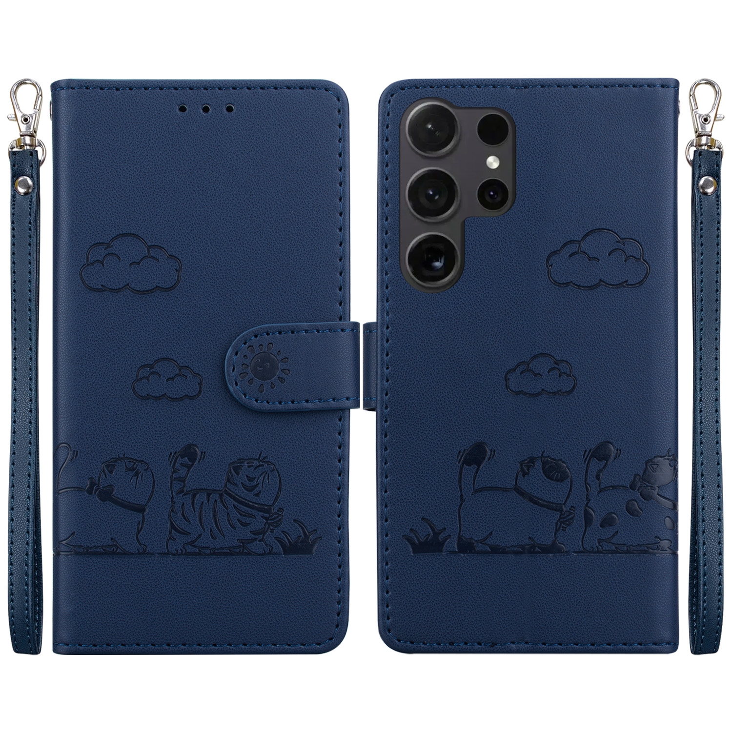 For Samsung Galaxy S25 Ultra 5G Cute Cats RFID Leather Phone Case(Blue) For Samsung Galaxy S25 Ultra 5G Cute Cats RFID Leather Phone Case(Blue)