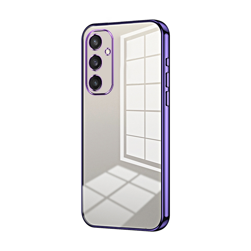 For Samsung Galaxy S25 5G Transparent Plating Fine Hole Phone Case(Purple) For Samsung Galaxy S25 5G Transparent Plating Fine Hole Phone Case(Purple)