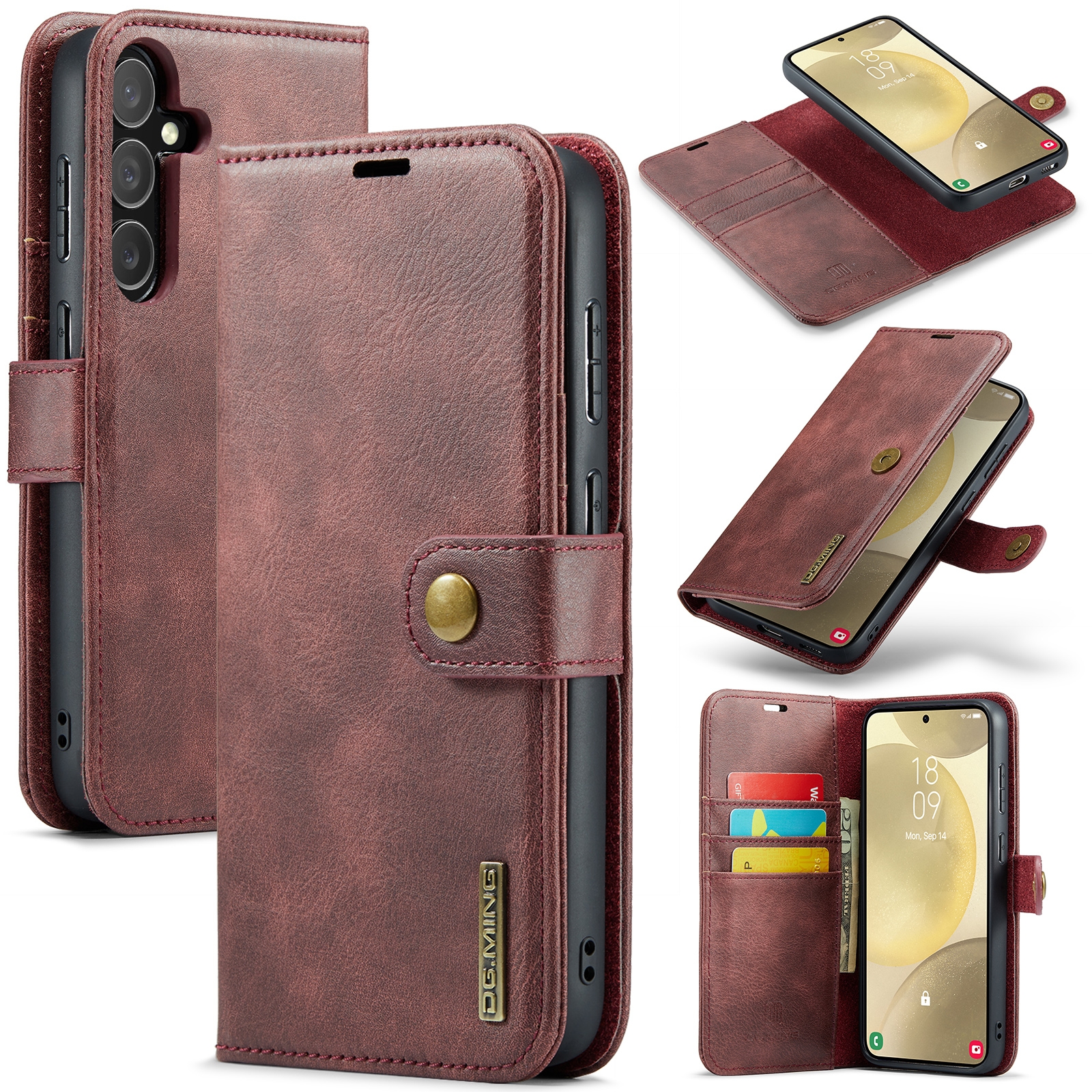 For Samsung Galaxy S24 FE 5G DG.MING Crazy Horse Texture Detachable Magnetic Leather Case(Red) For Samsung Galaxy S24 FE 5G DG.MING Crazy Horse Texture Detachable Magnetic Leather Case(Red)