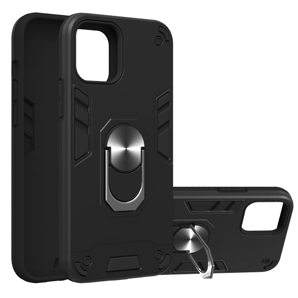 For iPhone 12 / 12 Pro Armour Series PC + TPU Protective Case with Ring Holder(Black) For iPhone 12 / 12 Pro Armour Series PC + TPU Protective Case with Ring Holder(Black)