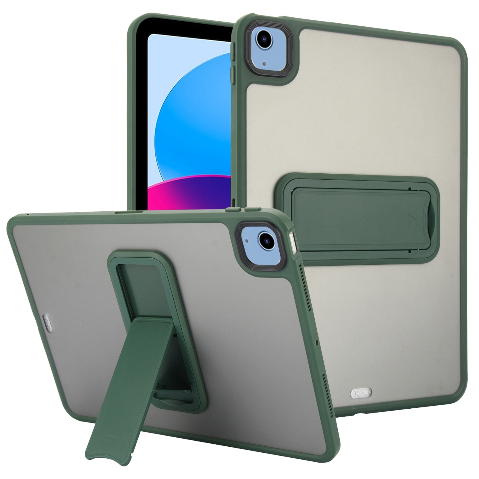 For iPad 10th Gen 10.9 2022 Skin Feel Holder PC Hybrid TPU Tablet Case(Dark Green) For iPad 10th Gen 10.9 2022 Skin Feel Holder PC Hybrid TPU Tablet Case(Dark Green)
