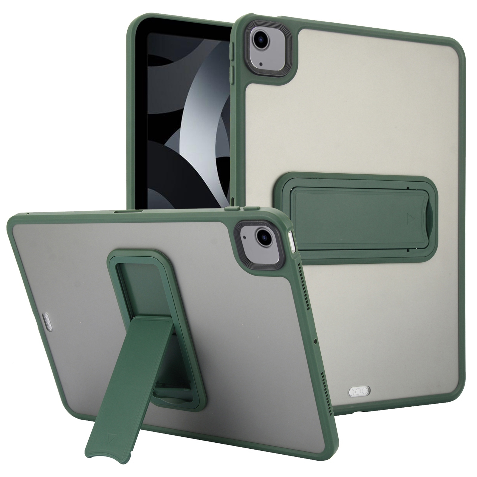 For iPad Air 5 / 4 10.9 inch Skin Feel Holder PC Hybrid TPU Tablet Case(Dark Green) For iPad Air 5 / 4 10.9 inch Skin Feel Holder PC Hybrid TPU Tablet Case(Dark Green)