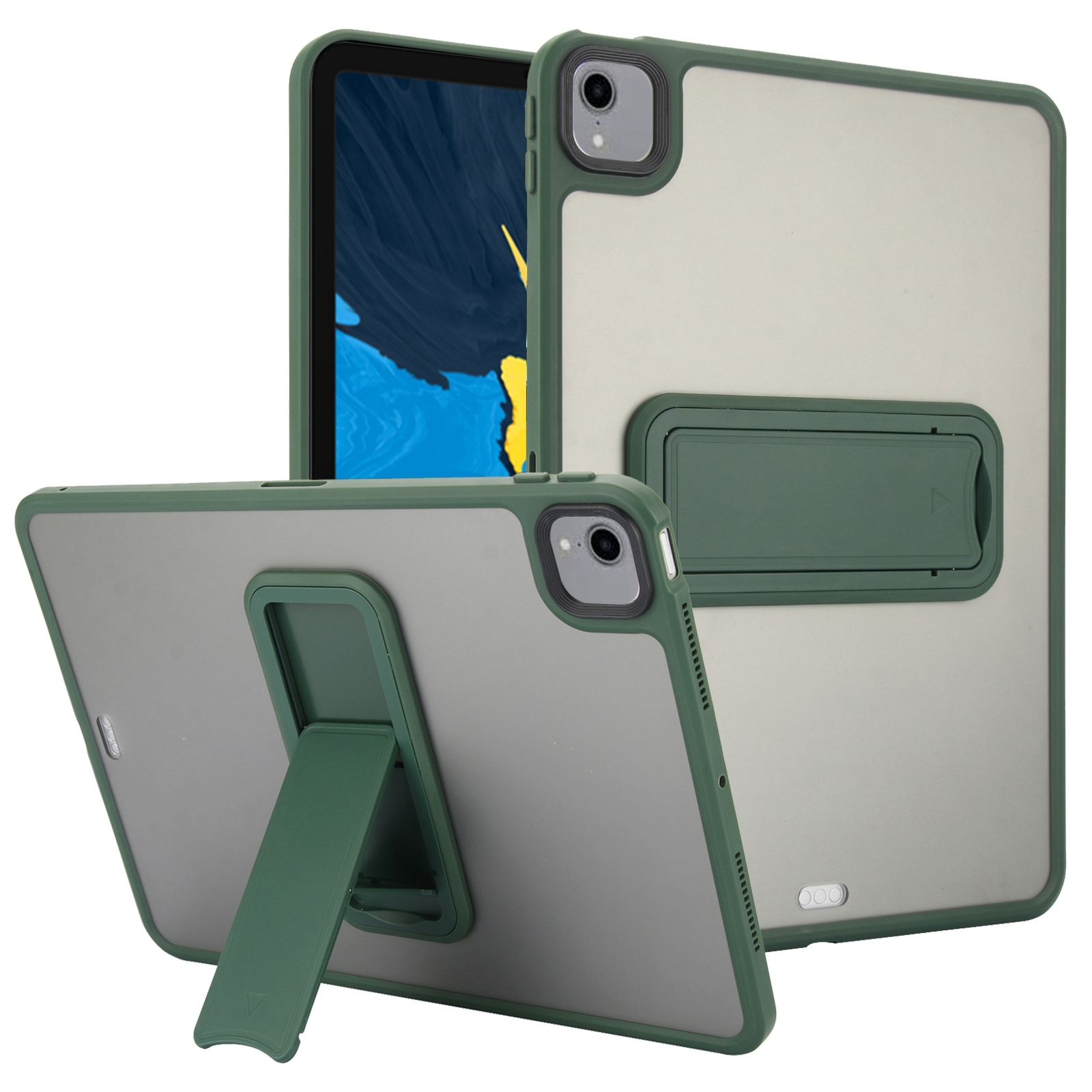 For iPad Pro 11 2018 Skin Feel Holder PC Hybrid TPU Tablet Case(Dark Green) For iPad Pro 11 2018 Skin Feel Holder PC Hybrid TPU Tablet Case(Dark Green)