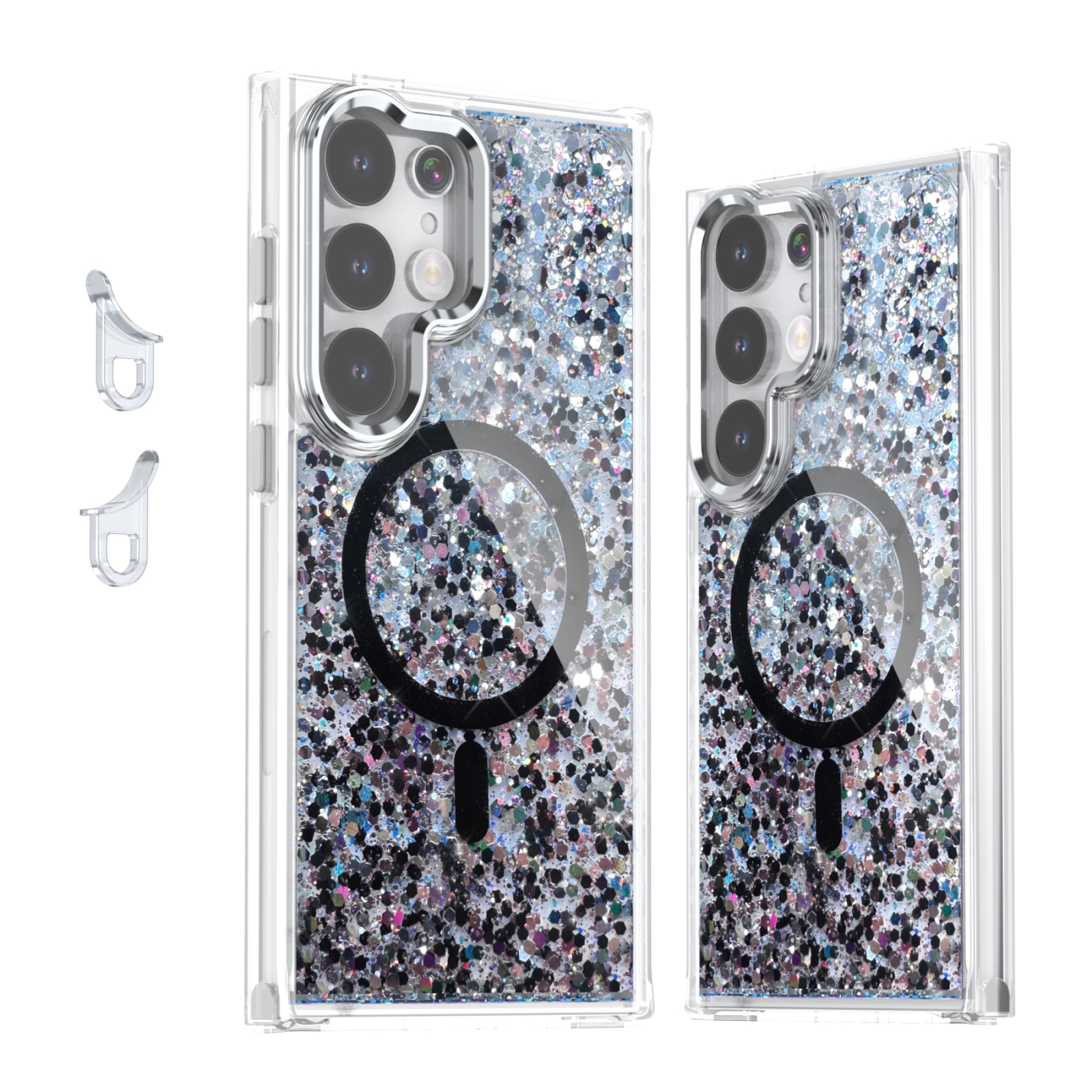 For Samsung Galaxy S24 Ultra 5G Epoxy Glitter MagSafe Magnetic TPU Phone Case(Black)