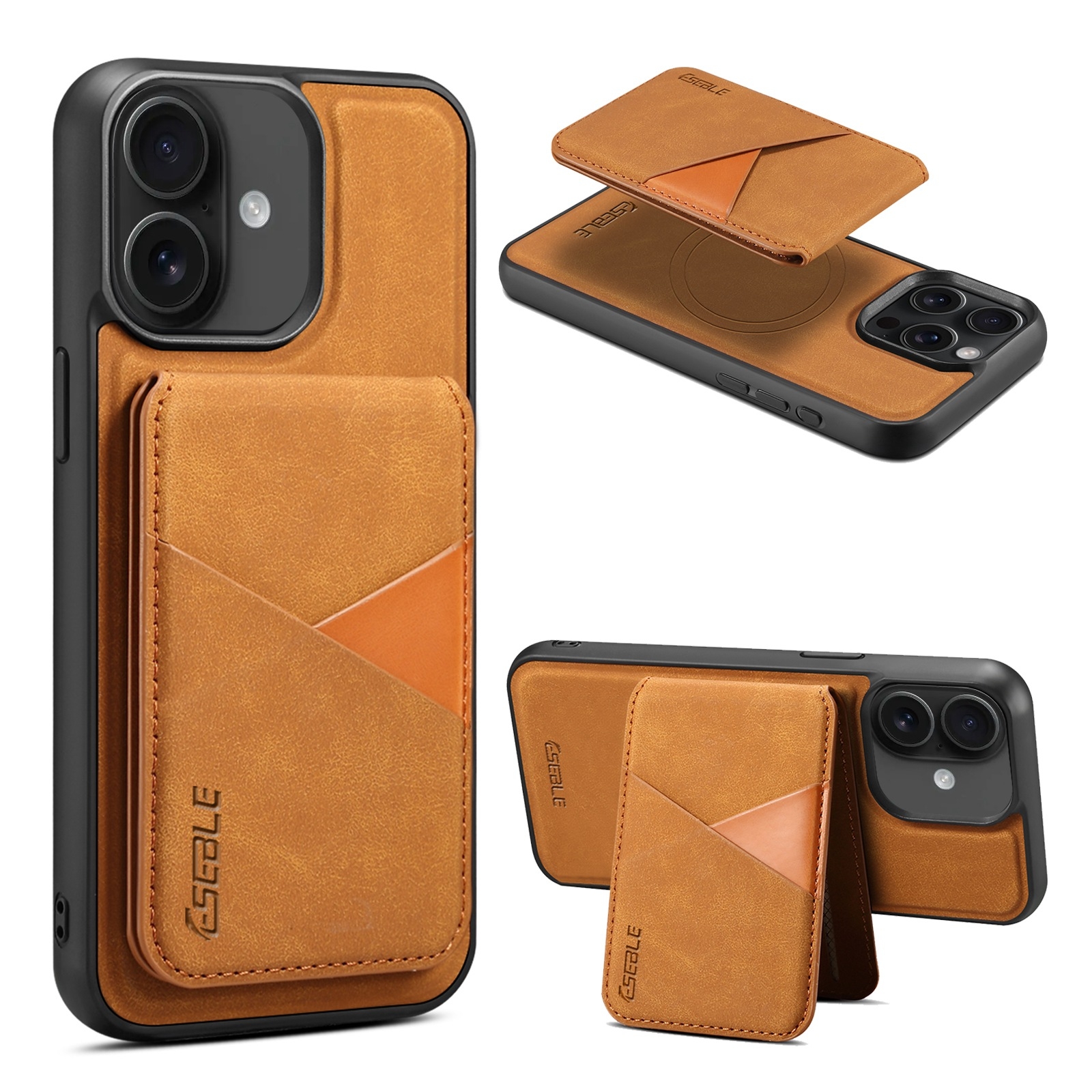 For iPhone 16 Plus ESEBLE E2 Retro Texture Card Slots MagSafe RFID Leather Case(Yellow) For iPhone 16 Plus ESEBLE E2 Retro Texture Card Slots MagSafe RFID Leather Case(Yellow)