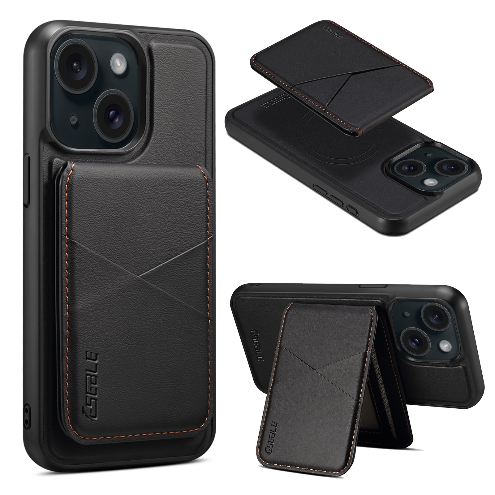 For iPhone 14 / 13 ESEBLE E3 Plain Texture Card Slots MagSafe RFID Leather Case(Black) For iPhone 14 / 13 ESEBLE E3 Plain Texture Card Slots MagSafe RFID Leather Case(Black)