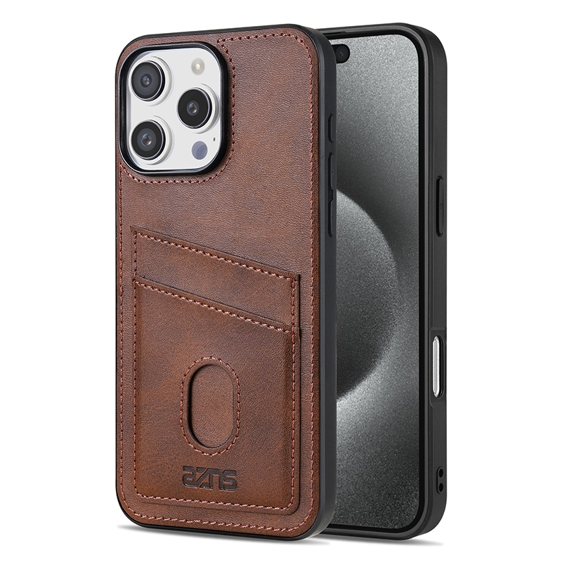 For iPhone 16 Pro Max AZNS K1 Series Card Slot Business Phone Case(Brown) For iPhone 16 Pro Max AZNS K1 Series Card Slot Business Phone Case(Brown)