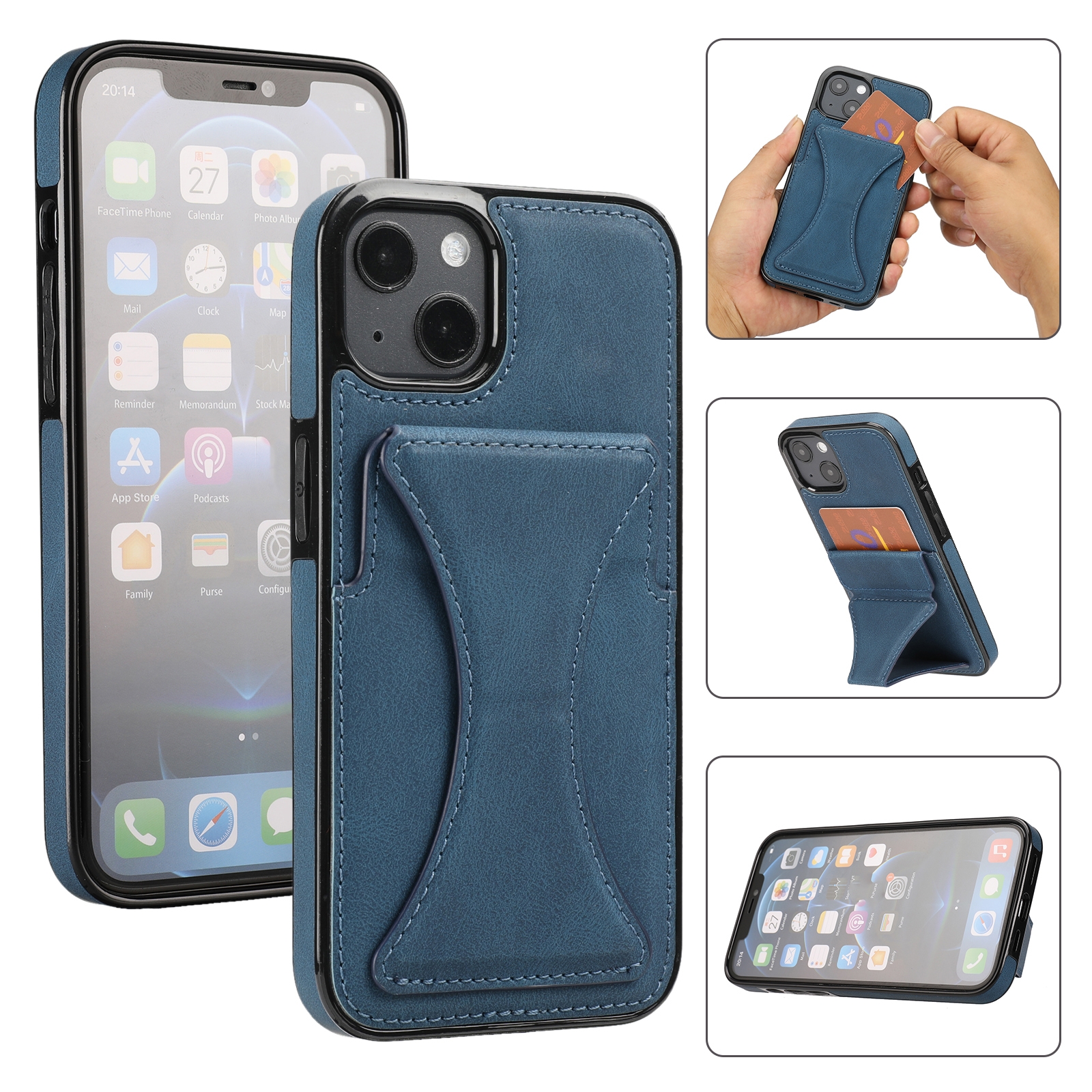 For iPhone 15 Ultra-thin Shockproof Phone Protective Case with Holder(Blue) For iPhone 15 Ultra-thin Shockproof Phone Protective Case with Holder(Blue)