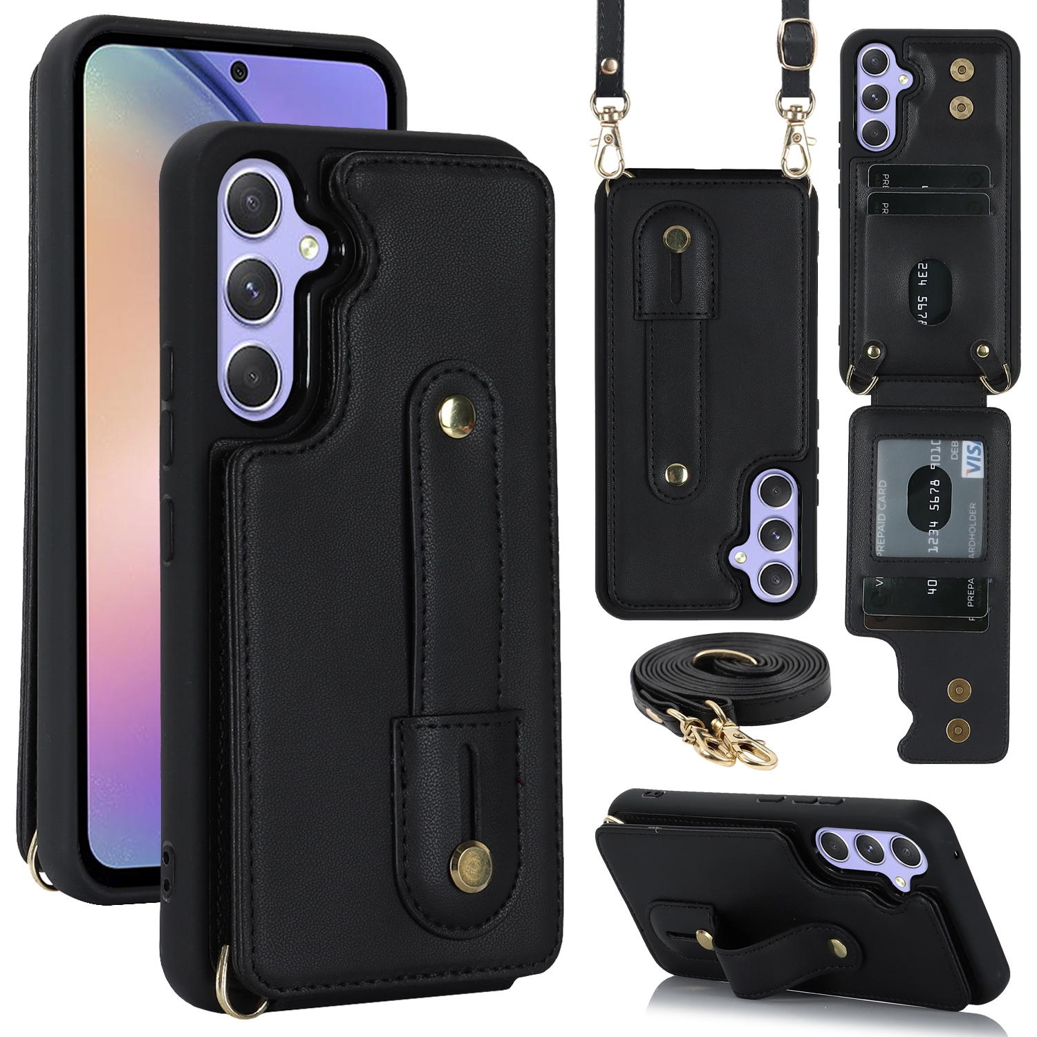 For Samsung Galaxy S24+ 5G Wristband Vertical Flip Wallet Back Cover Phone Case with Long Lanyard(Black) For Samsung Galaxy S24+ 5G Wristband Vertical Flip Wallet Back Cover Phone Case with Long Lanyard(Black)