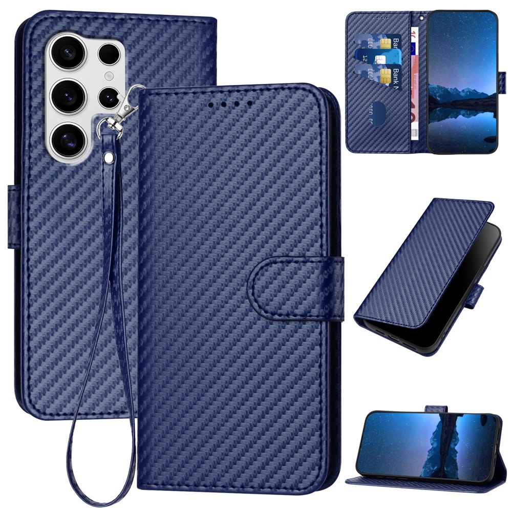 For Samsung Galaxy S25 Ultra 5G YX0070 Carbon Fiber Buckle Leather Phone Case with Lanyard(Royal Blue) For Samsung Galaxy S25 Ultra 5G YX0070 Carbon Fiber Buckle Leather Phone Case with Lanyard(Royal Blue)
