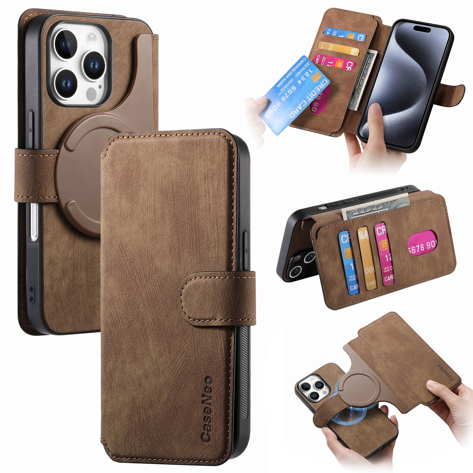 For iPhone 16 Pro CaseNeo MagSafe RFID Anti-theft Retro Leather Phone Case(Brown) For iPhone 16 Pro CaseNeo MagSafe RFID Anti-theft Retro Leather Phone Case(Brown)