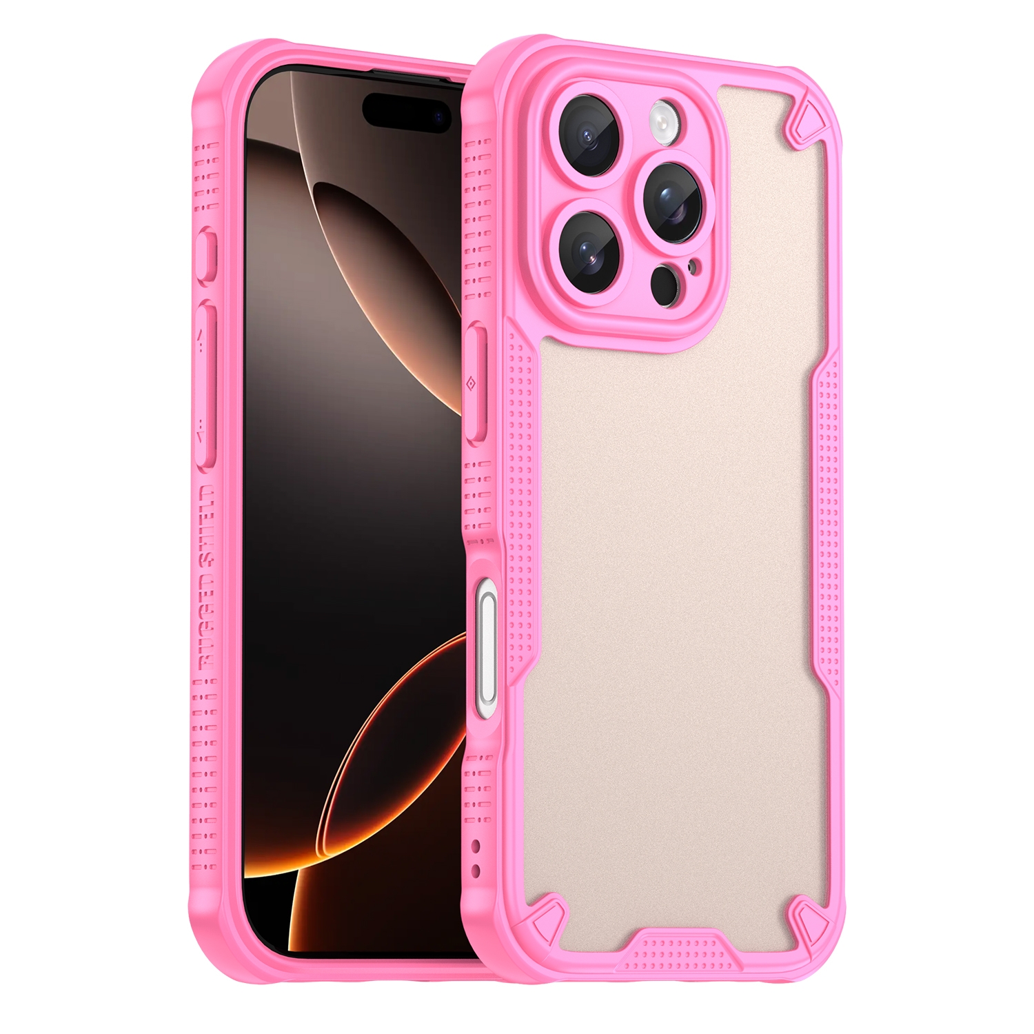 For iPhone 16 Pro Max Armor Glaze PC Hybrid TPU Phone Case(Pink) For iPhone 16 Pro Max Armor Glaze PC Hybrid TPU Phone Case(Pink)