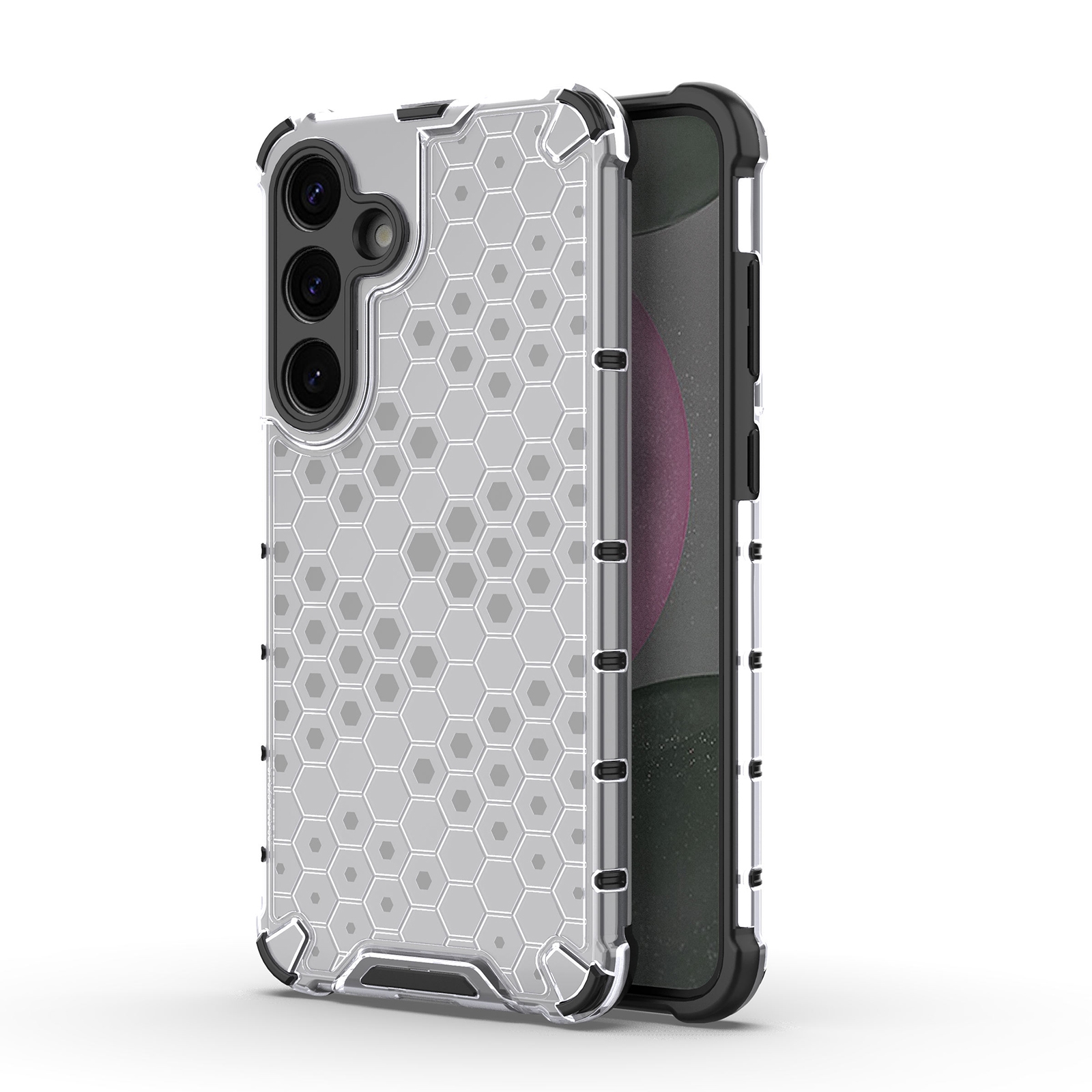 For Samsung Galaxy S25 5G Honeycomb Shockproof Phone Case(White) For Samsung Galaxy S25 5G Honeycomb Shockproof Phone Case(White)