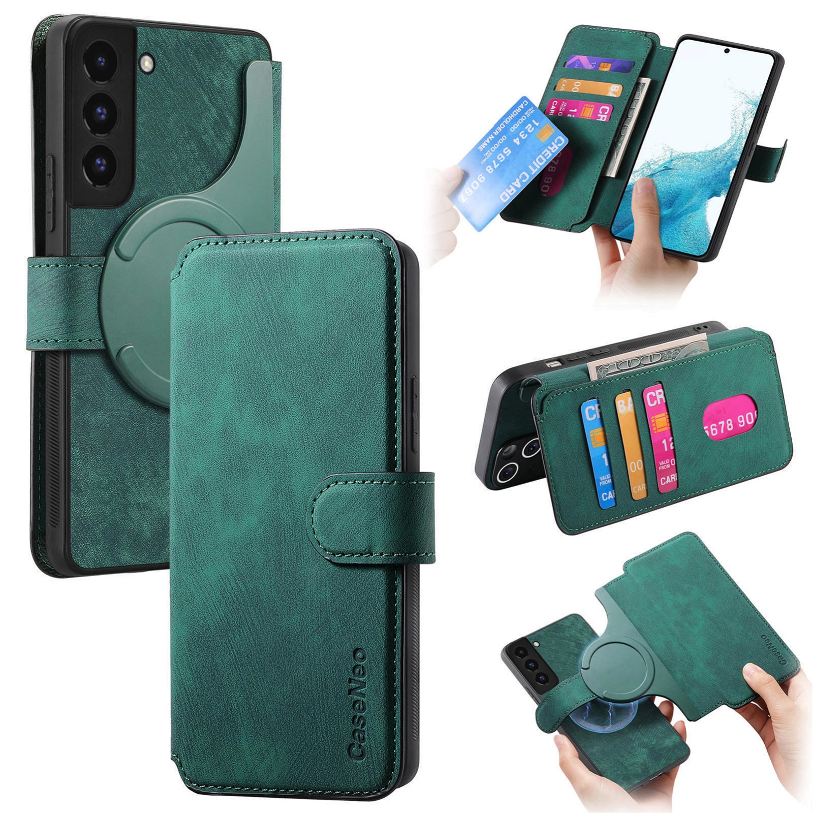 For Samsung Galaxy S22+ 5G CaseNeo MagSafe RFID Anti-theft Retro Leather Phone Case(Green) For Samsung Galaxy S22+ 5G CaseNeo MagSafe RFID Anti-theft Retro Leather Phone Case(Green)