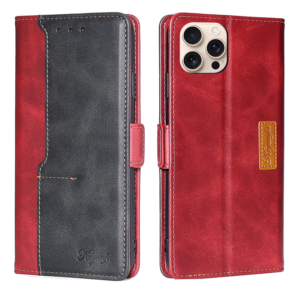 For iPhone 16 Pro Contrast Color Side Buckle Leather Phone Case(Red + Black) For iPhone 16 Pro Contrast Color Side Buckle Leather Phone Case(Red + Black)