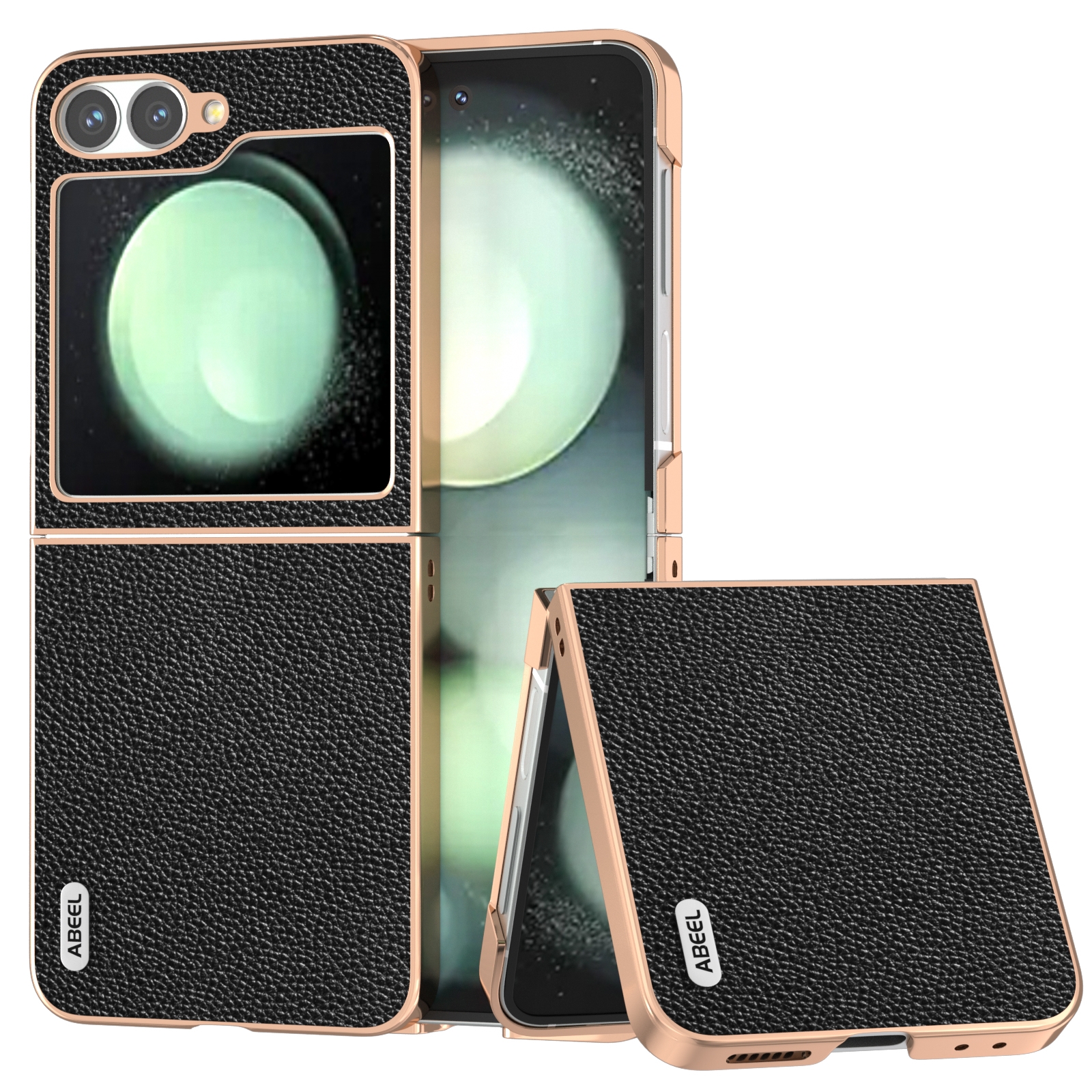 For Samsung Galaxy Z Flip6 ABEEL Genuine Leather Mino Series Nano Plating Phone Case(Black) For Samsung Galaxy Z Flip6 ABEEL Genuine Leather Mino Series Nano Plating Phone Case(Black)