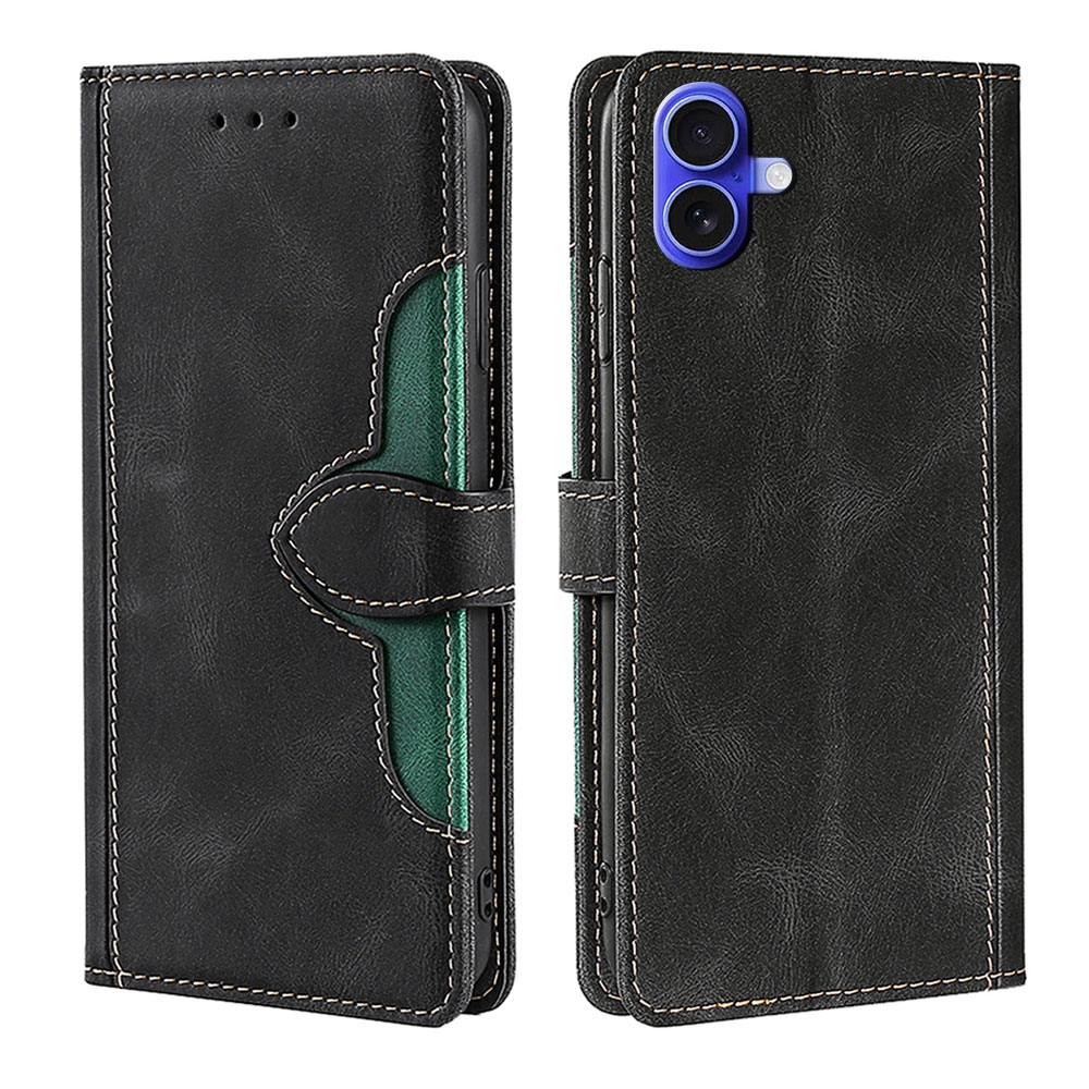 For iPhone 16 Plus Skin Feel Magnetic Buckle Leather Phone Case(Black) For iPhone 16 Plus Skin Feel Magnetic Buckle Leather Phone Case(Black)