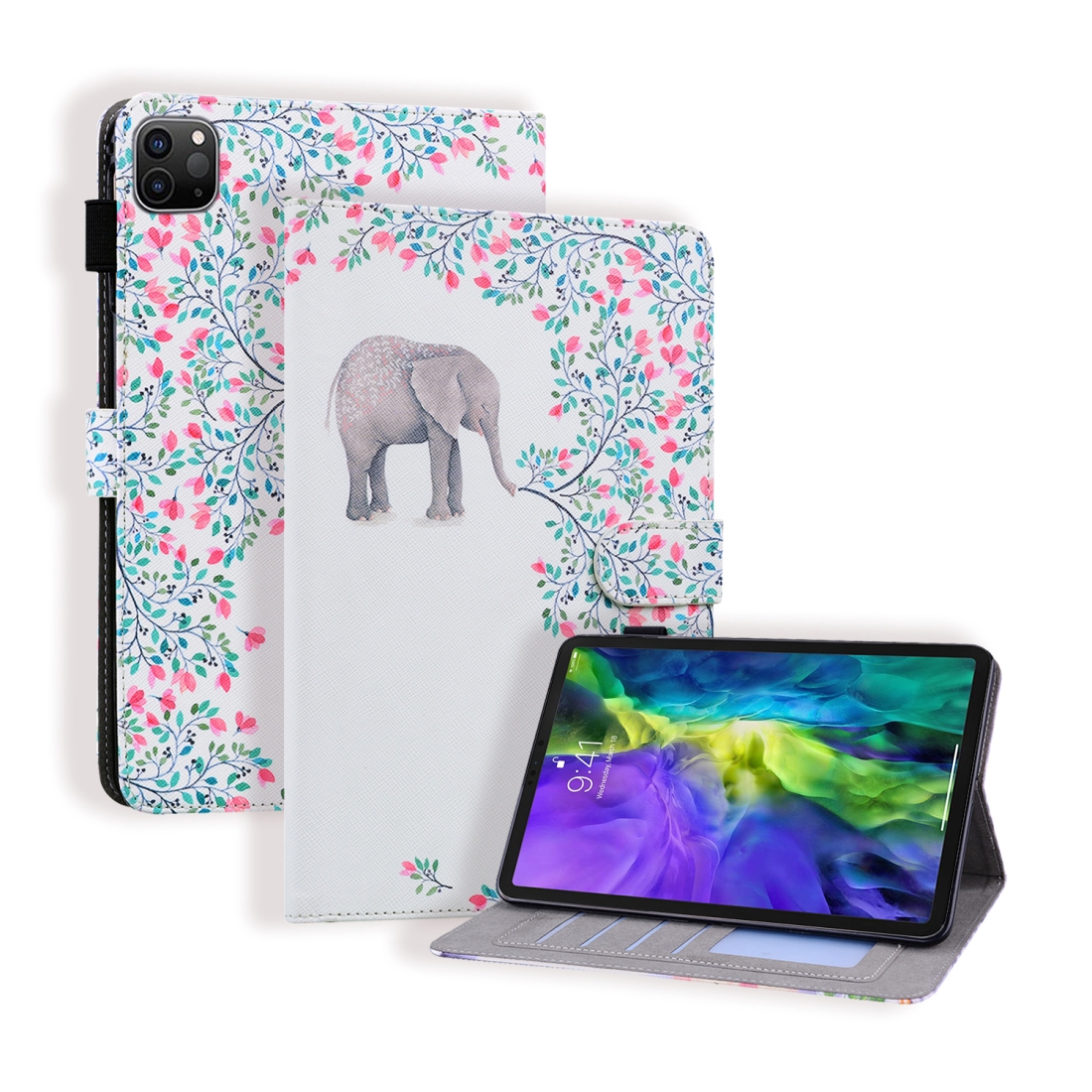 For iPad Pro 11 inch (2020) Horizontal Flip Leather Tablet Case, with Card Slots & Holder & Photo Frame(Elephant Flower) For iPad Pro 11 inch (2020) Horizontal Flip Leather Tablet Case, with Card Slots & Holder & Photo Frame(Elephant Flower)