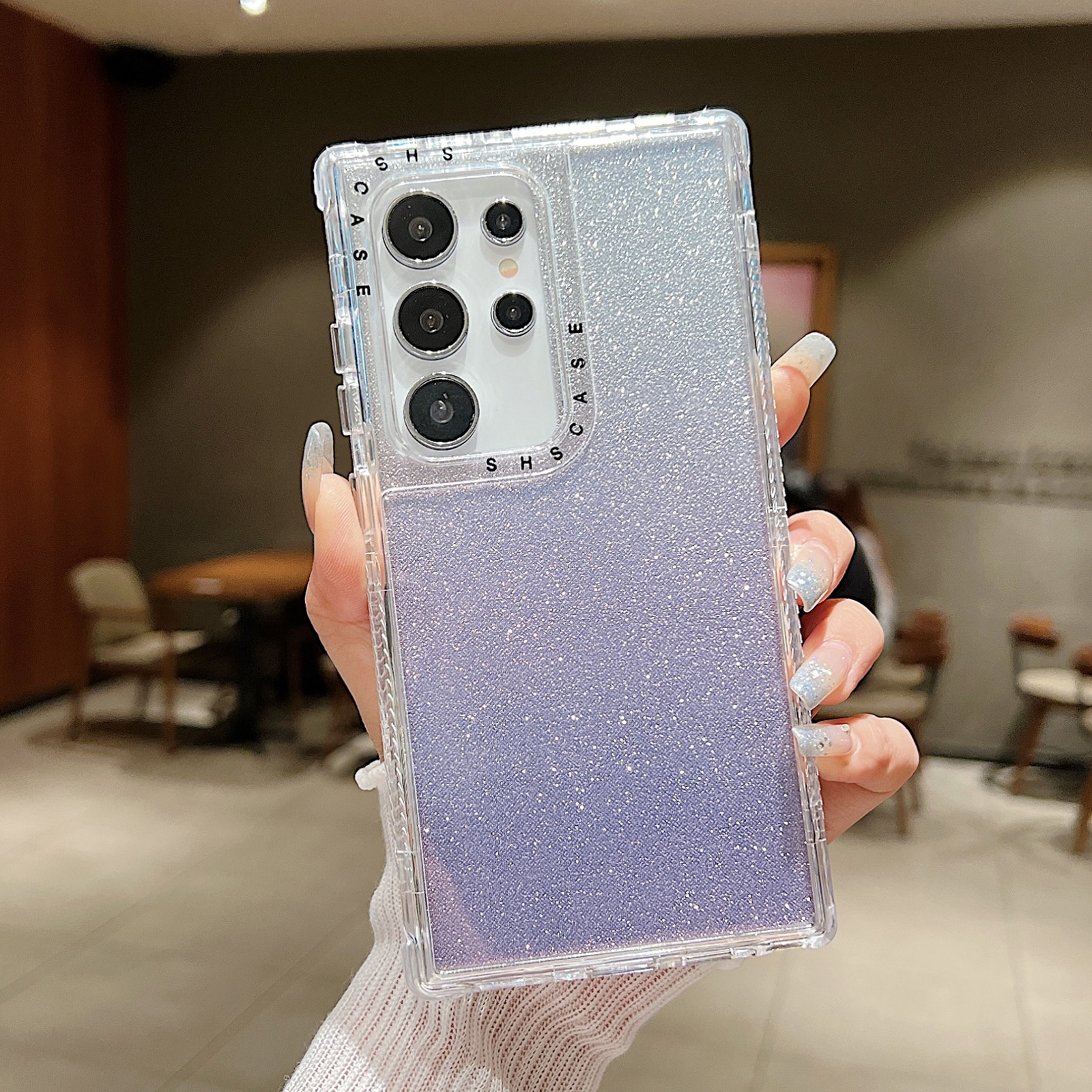 For Samsung Galaxy S24 Ultra 5G TPU + PC + Glitter Paper Full Coverage Phone Case(Purple) For Samsung Galaxy S24 Ultra 5G TPU + PC + Glitter Paper Full Coverage Phone Case(Purple)