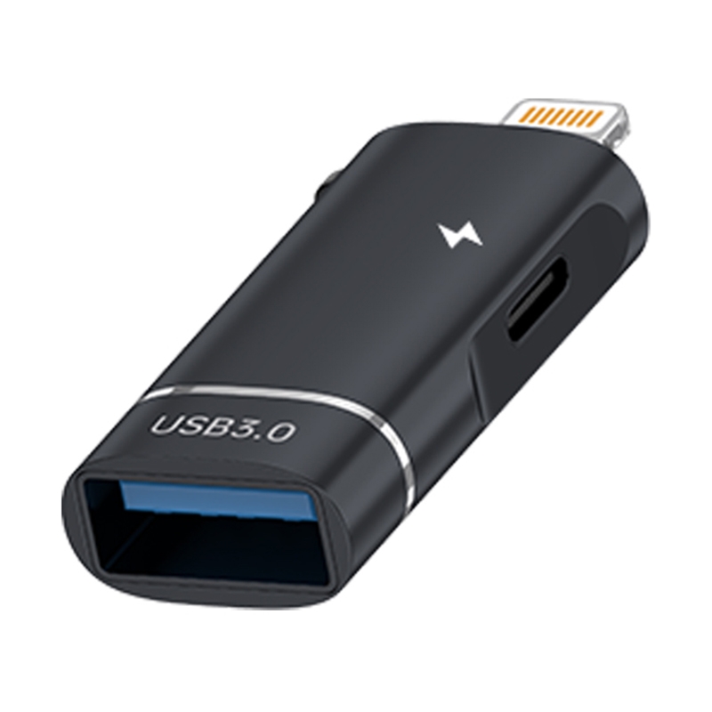2 in 1 8 Pin to USB and Type-C Charging OTG Adapter(Black) 2 in 1 8 Pin to USB and Type-C Charging OTG Adapter(Black)