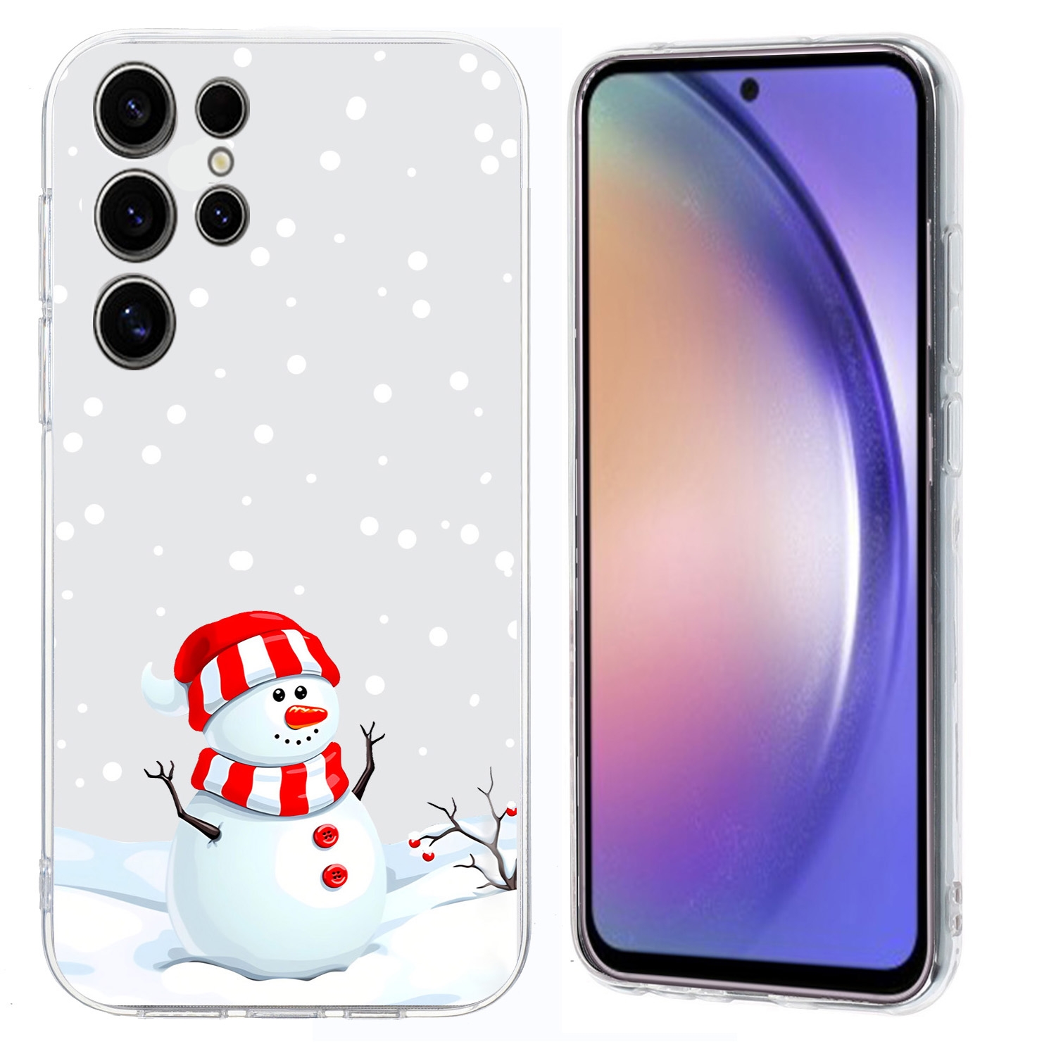 For Samsung Galaxy S24 Ultra 5G Christmas Painted Pattern TPU Transparent Phone Case(Snowman) For Samsung Galaxy S24 Ultra 5G Christmas Painted Pattern TPU Transparent Phone Case(Snowman)