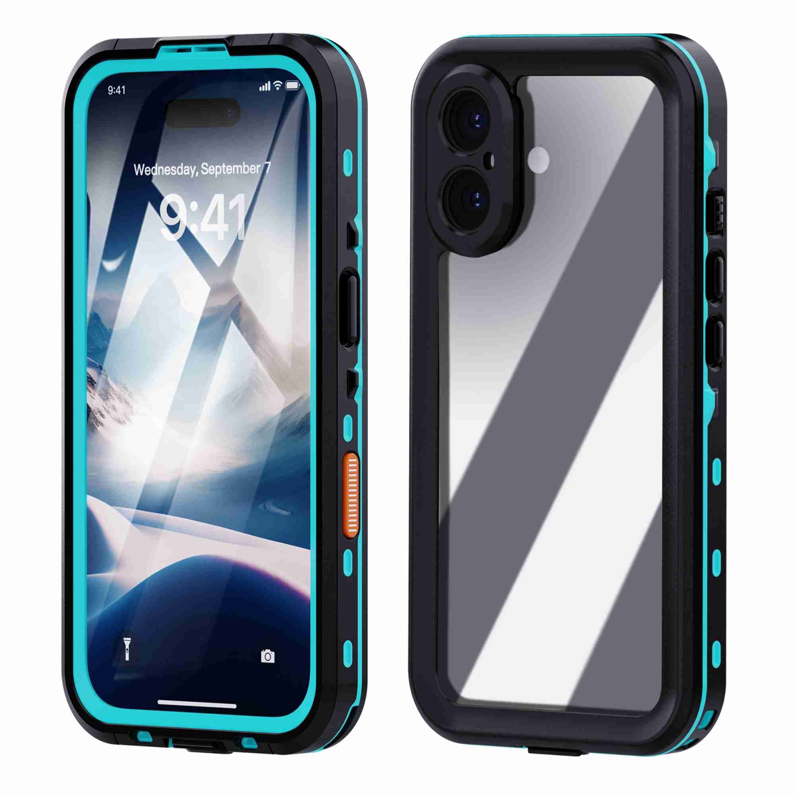 For iPhone 16 Plus RedPepper Transparent Dot IP68 Waterproof Triple-proof Phone Case(Black Blue) For iPhone 16 Plus RedPepper Transparent Dot IP68 Waterproof Triple-proof Phone Case(Black Blue)
